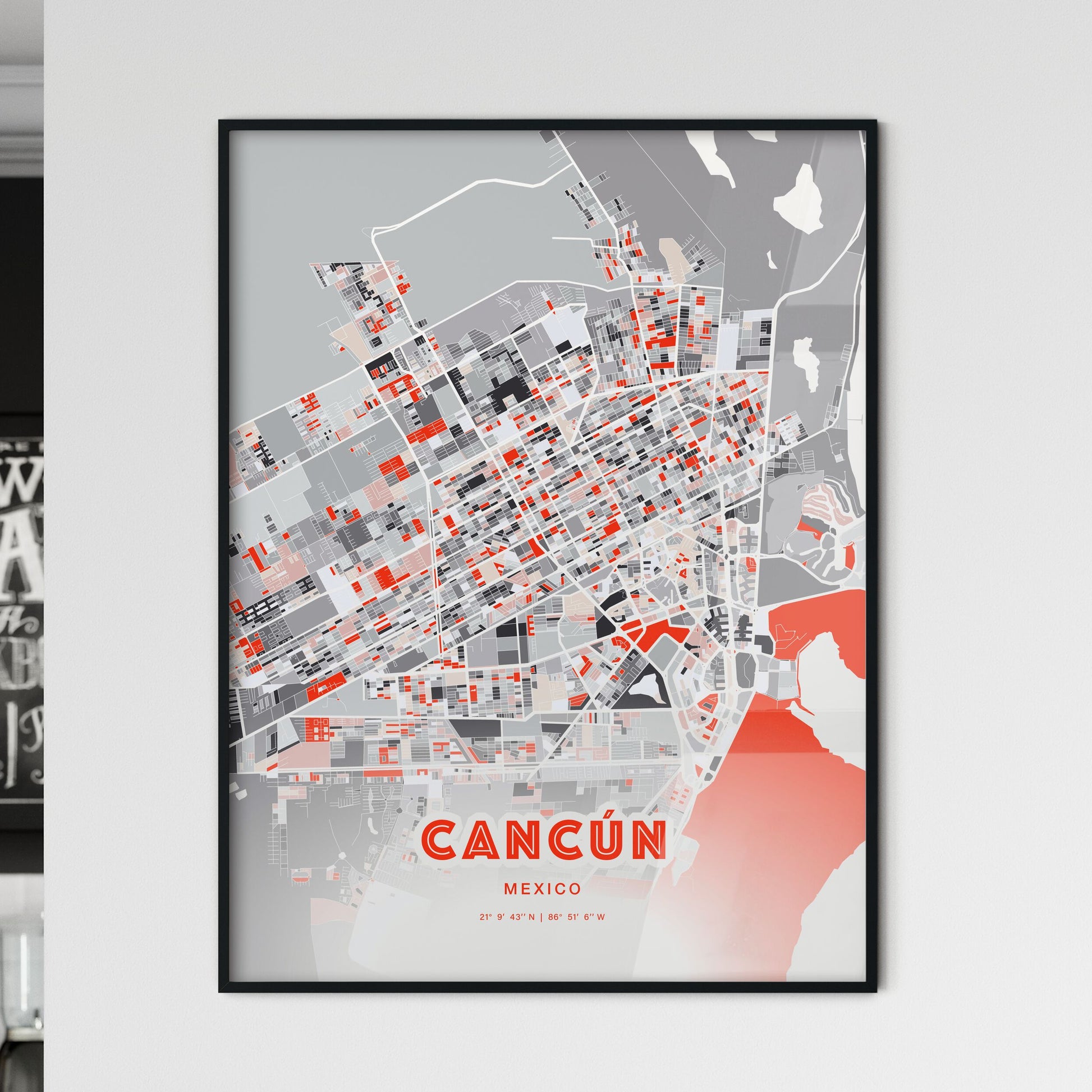 Colorful Cancún Mexico Fine Art Map Modern Expressive
