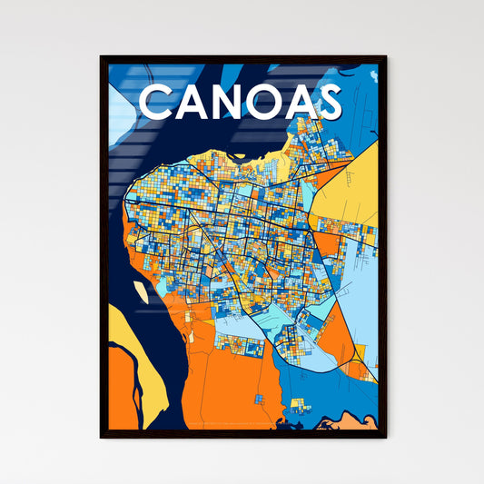 CANOAS BRAZIL Vibrant Colorful Art Map Poster Blue Orange