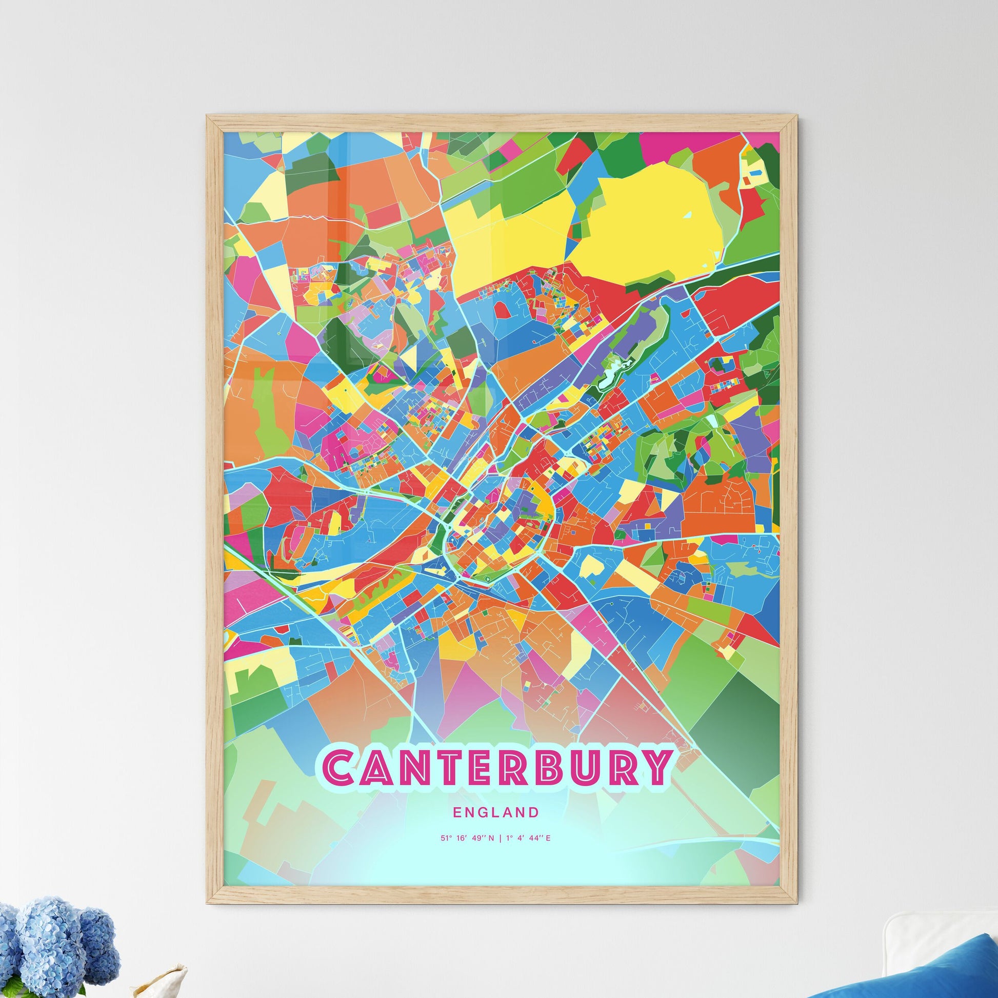 Colorful Canterbury England Fine Art Map Crazy Colors