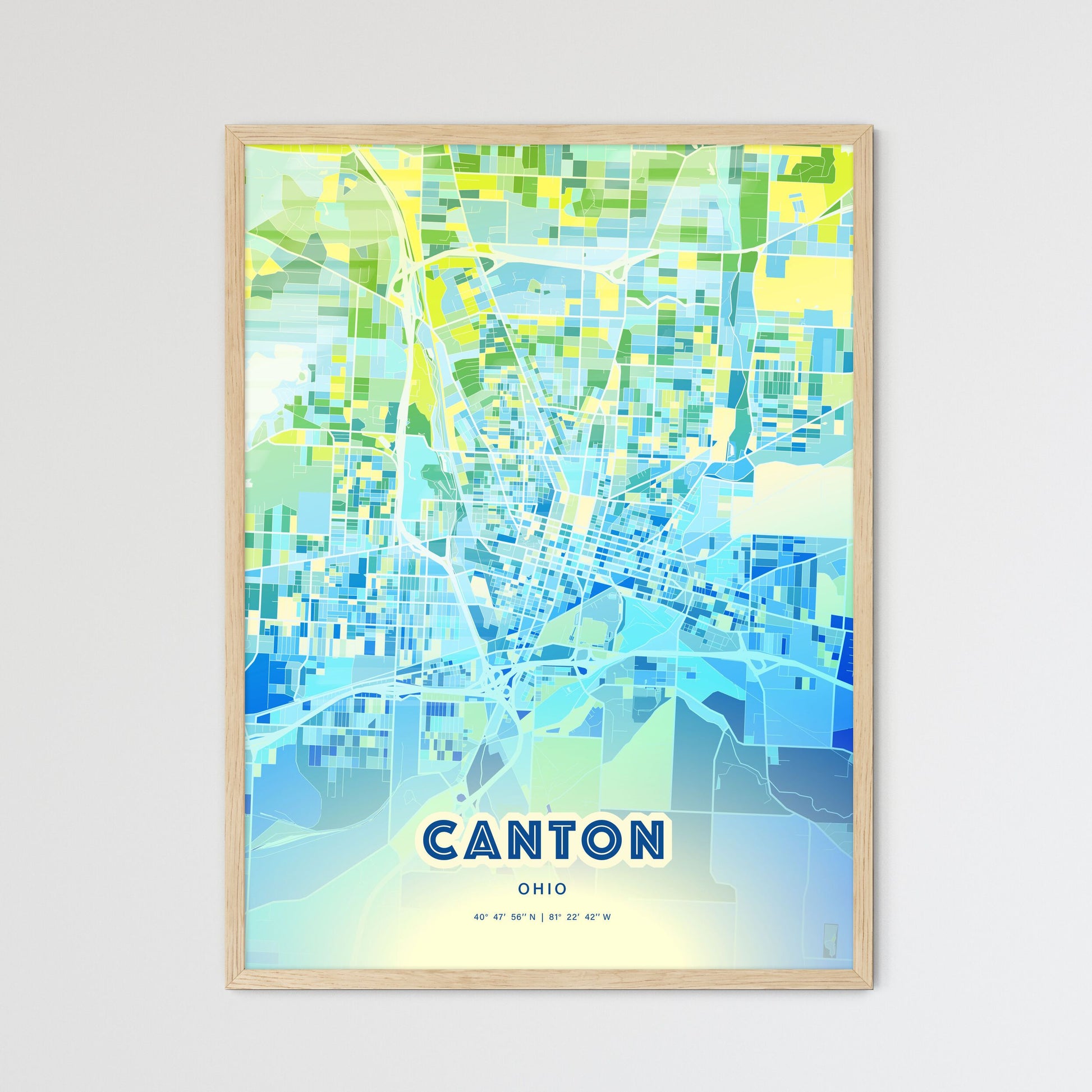 Colorful Canton Ohio Fine Art Map Cool Blue