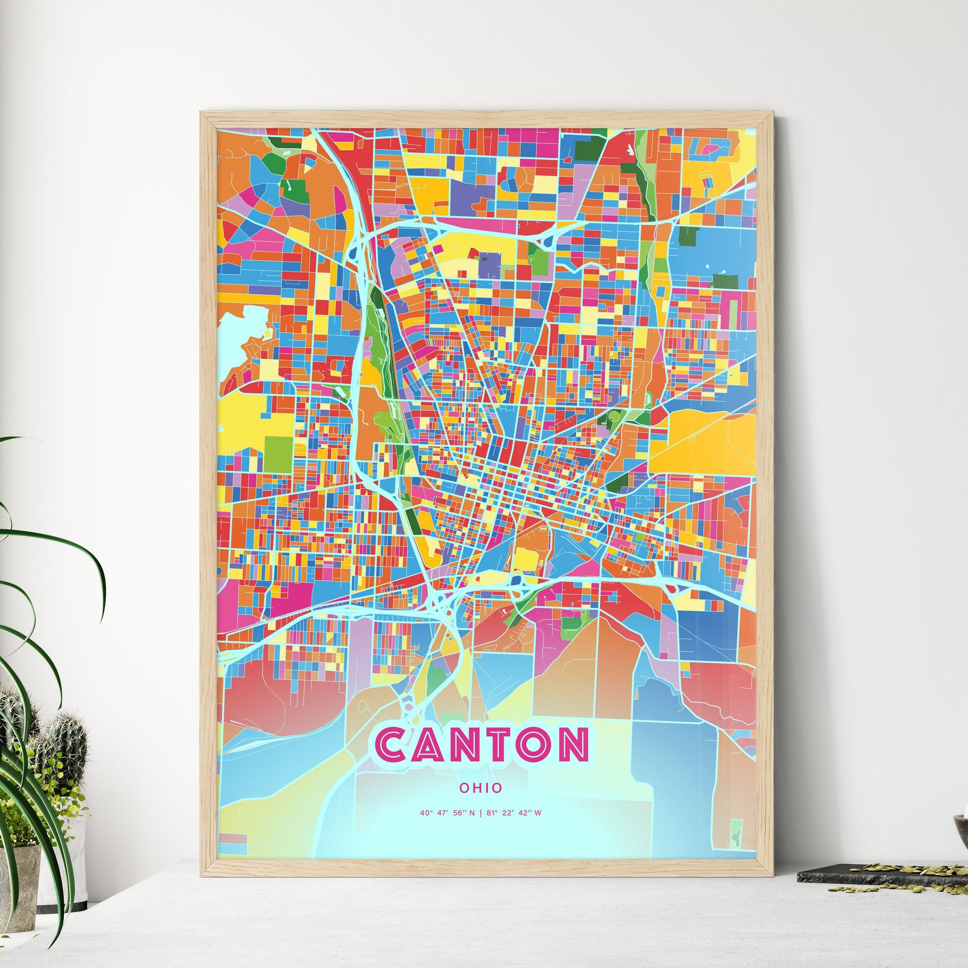 Colorful Canton Ohio Fine Art Map Crazy Colors