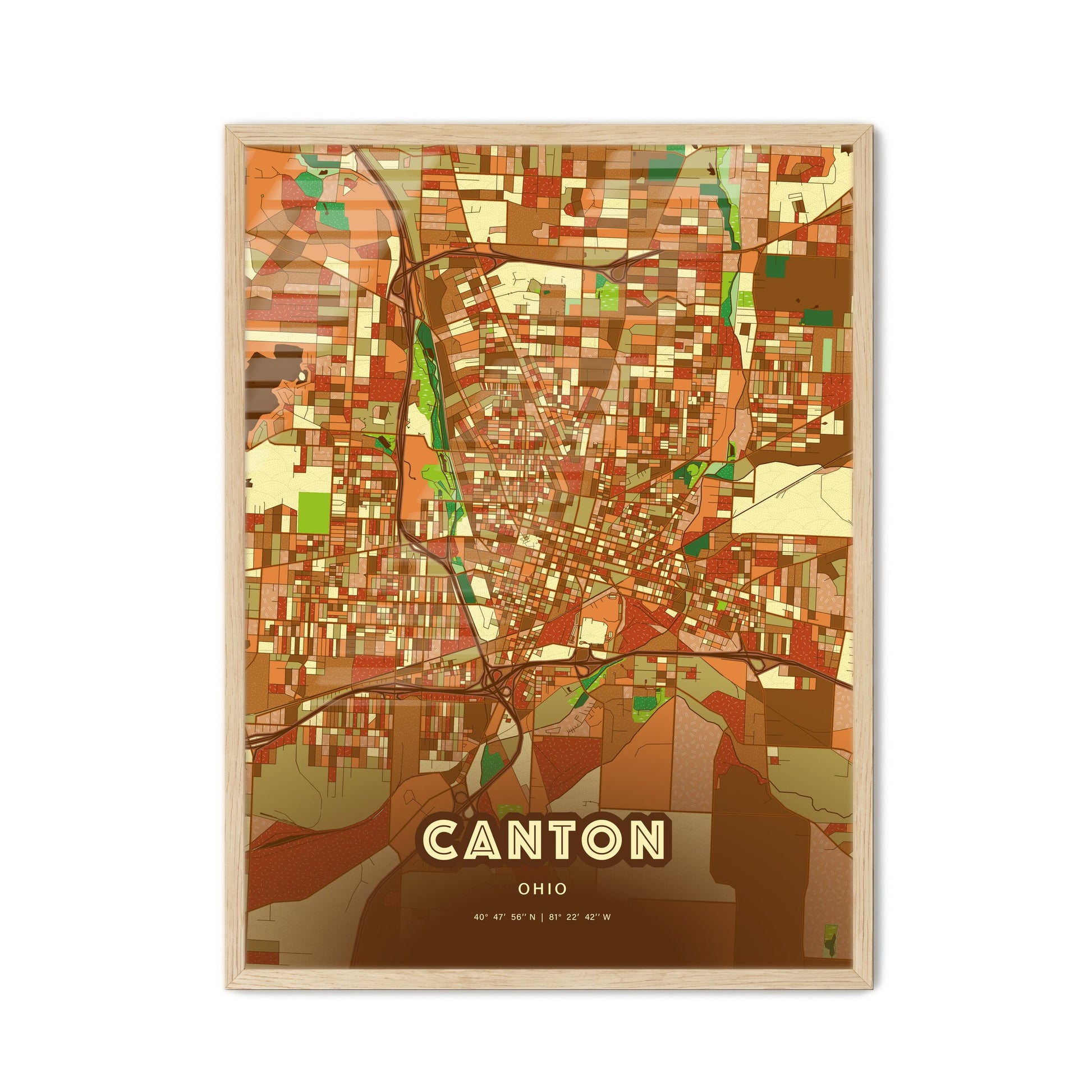 Colorful Canton Ohio Fine Art Map Farmhouse