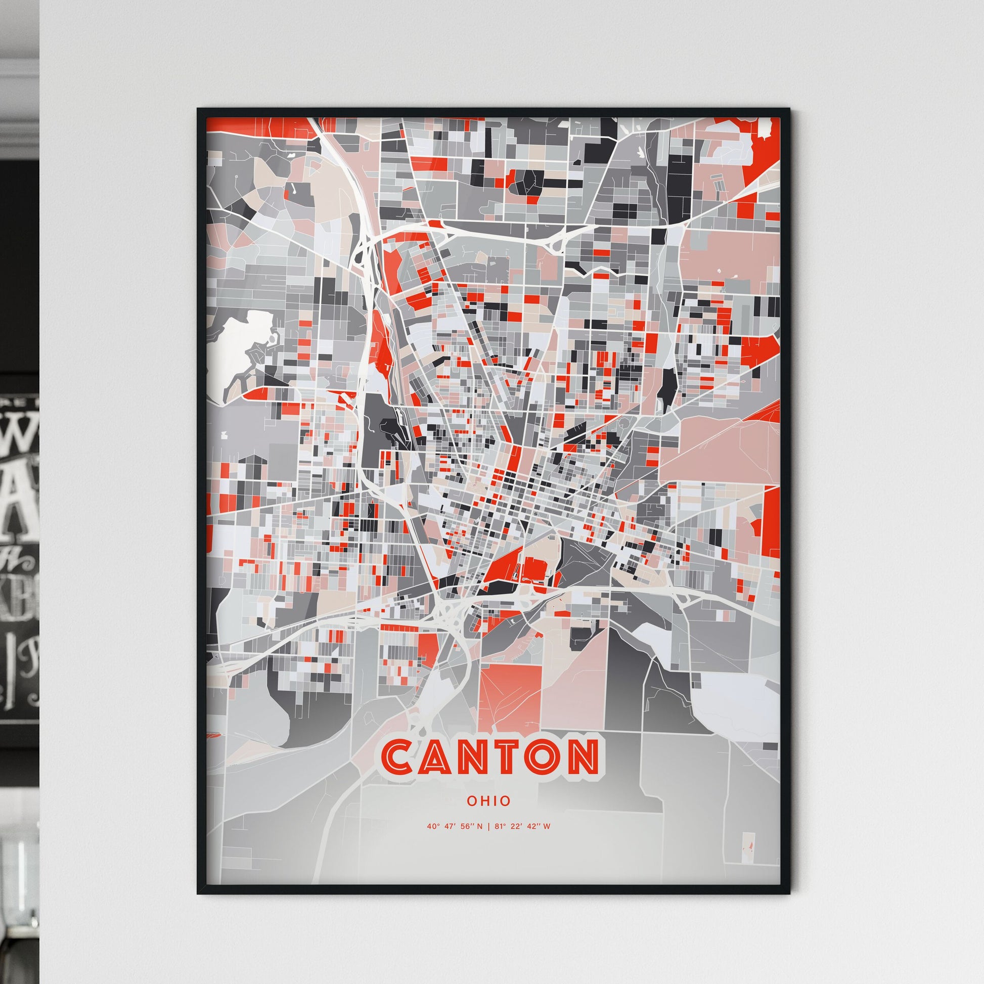 Colorful Canton Ohio Fine Art Map Modern Expressive