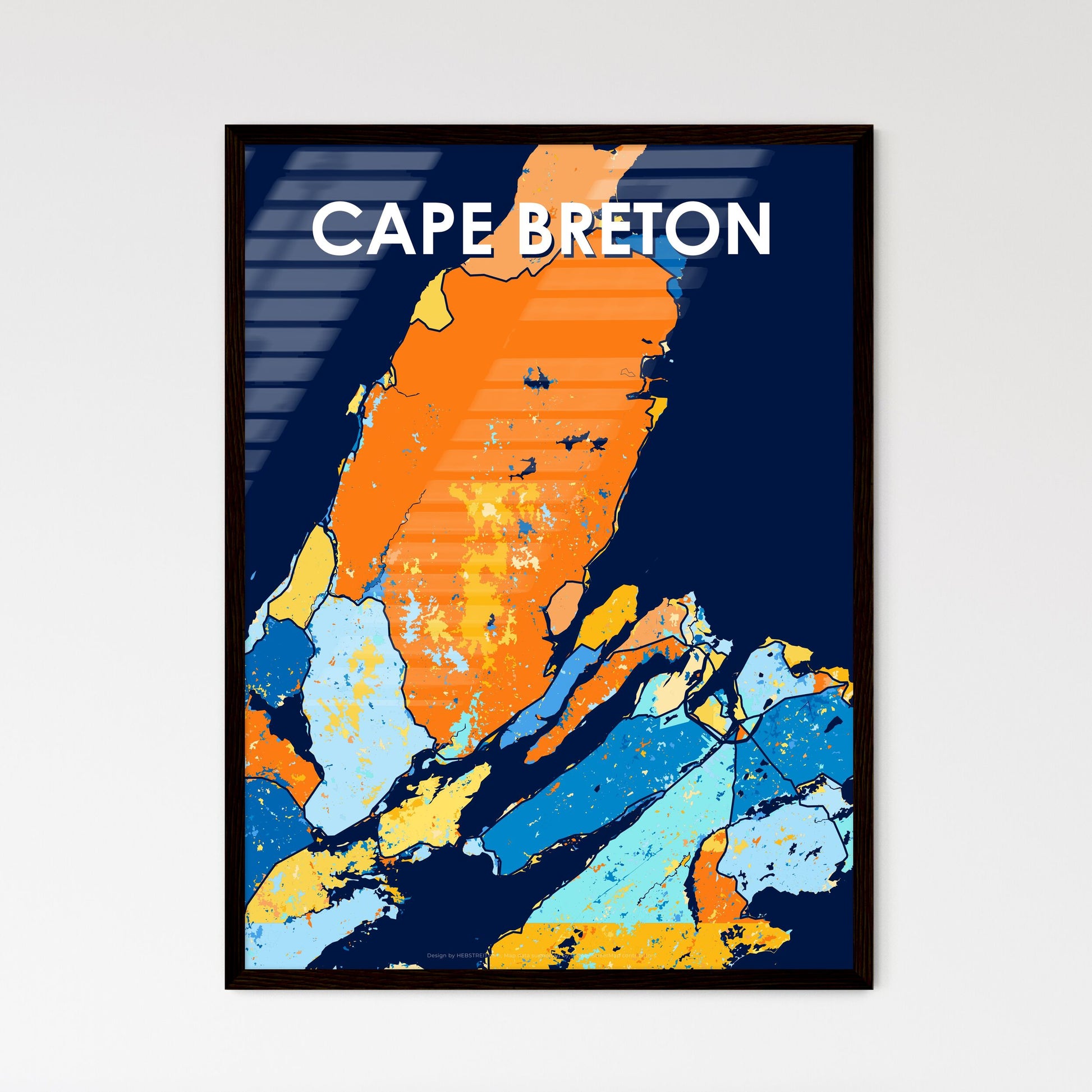 CAPE BRETON CANADA Vibrant Colorful Art Map Poster Blue Orange