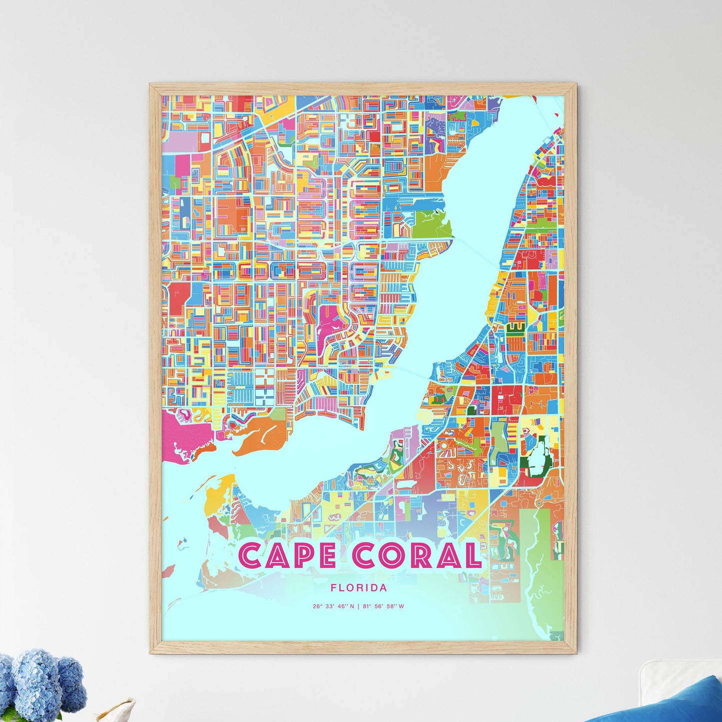 Colorful Cape Coral Florida Fine Art Map Crazy Colors