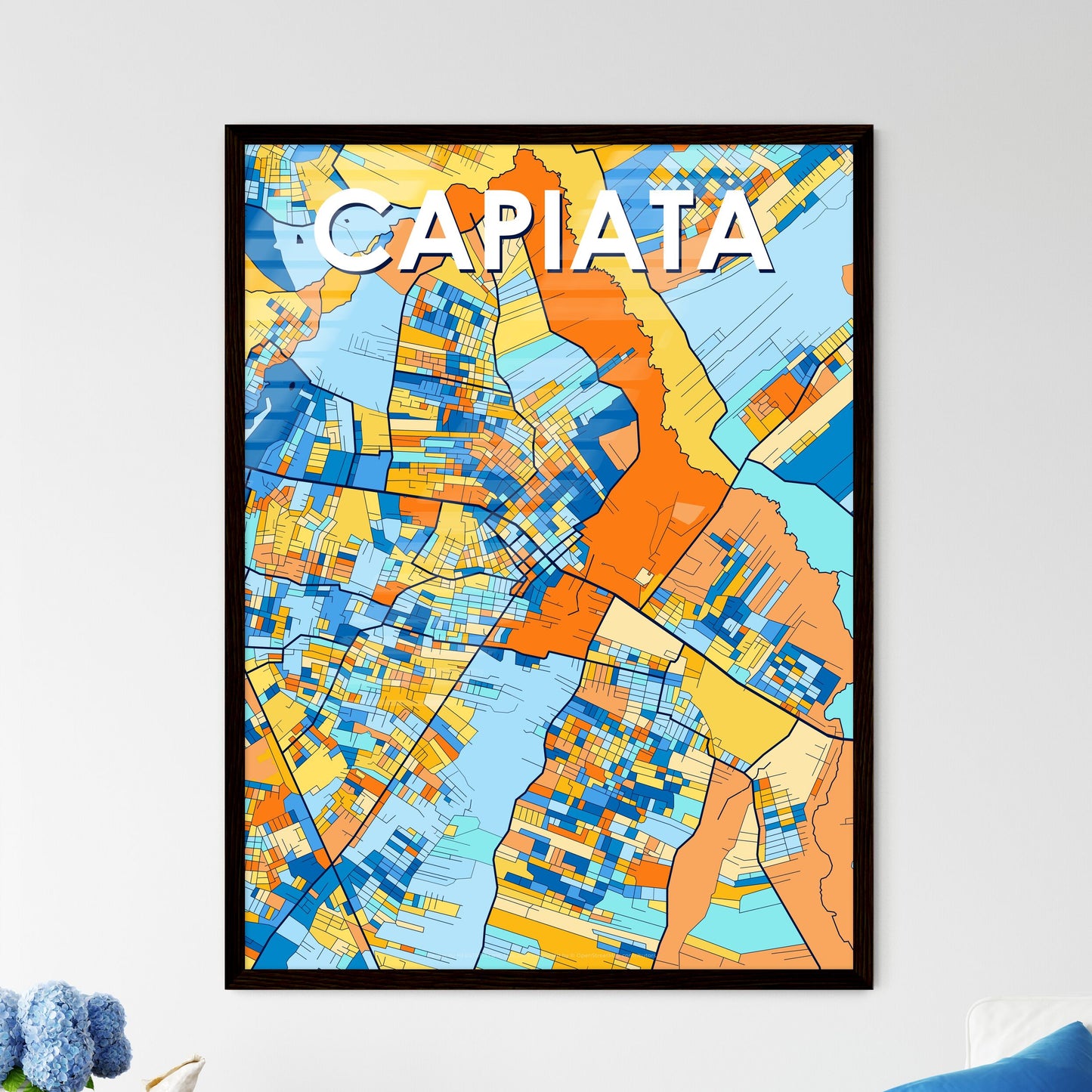 CAPIATA PARAGUAY Vibrant Colorful Art Map Poster Blue Orange