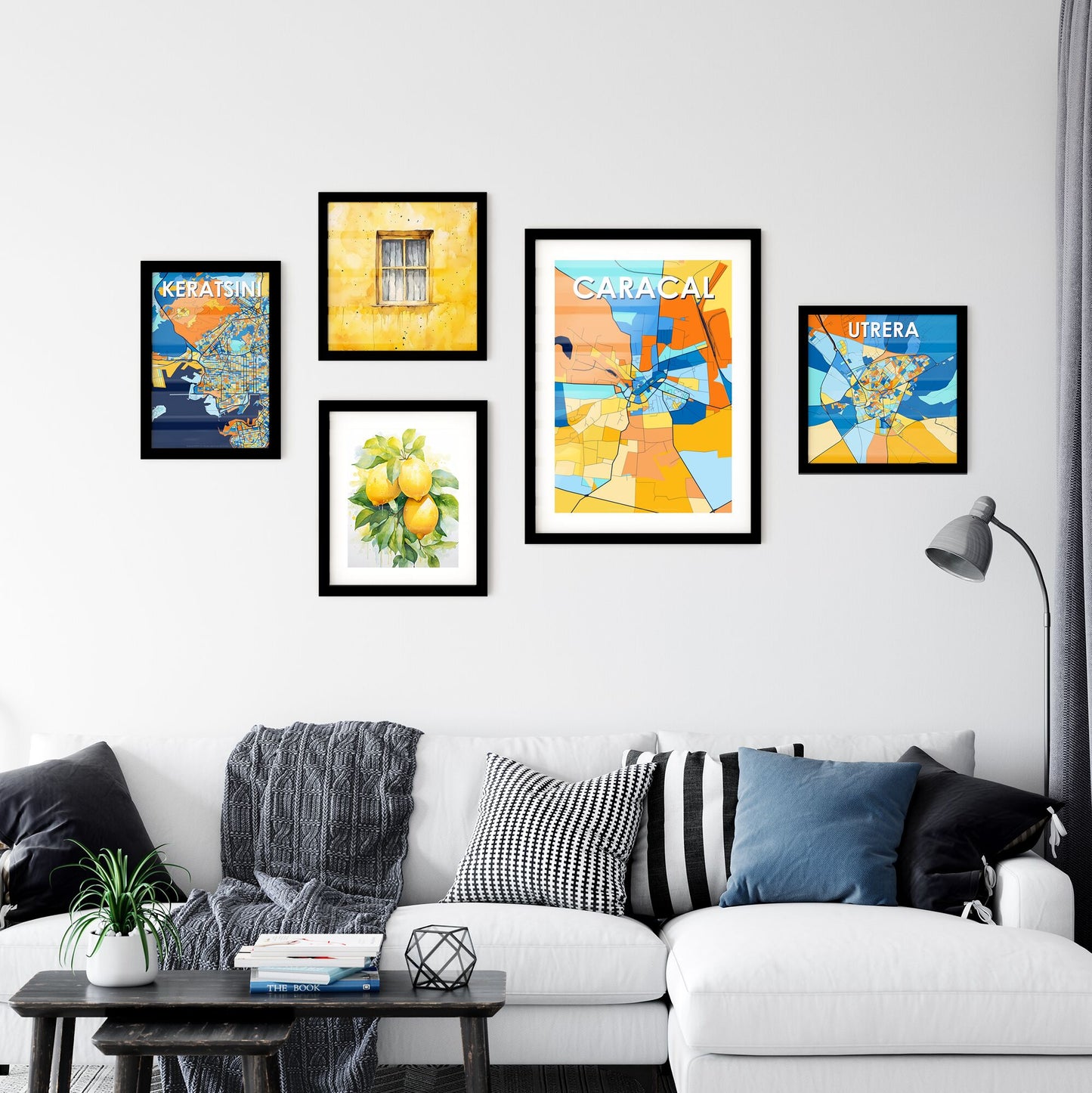 CARACAL ROMANIA Vibrant Colorful Art Map Poster Blue Orange