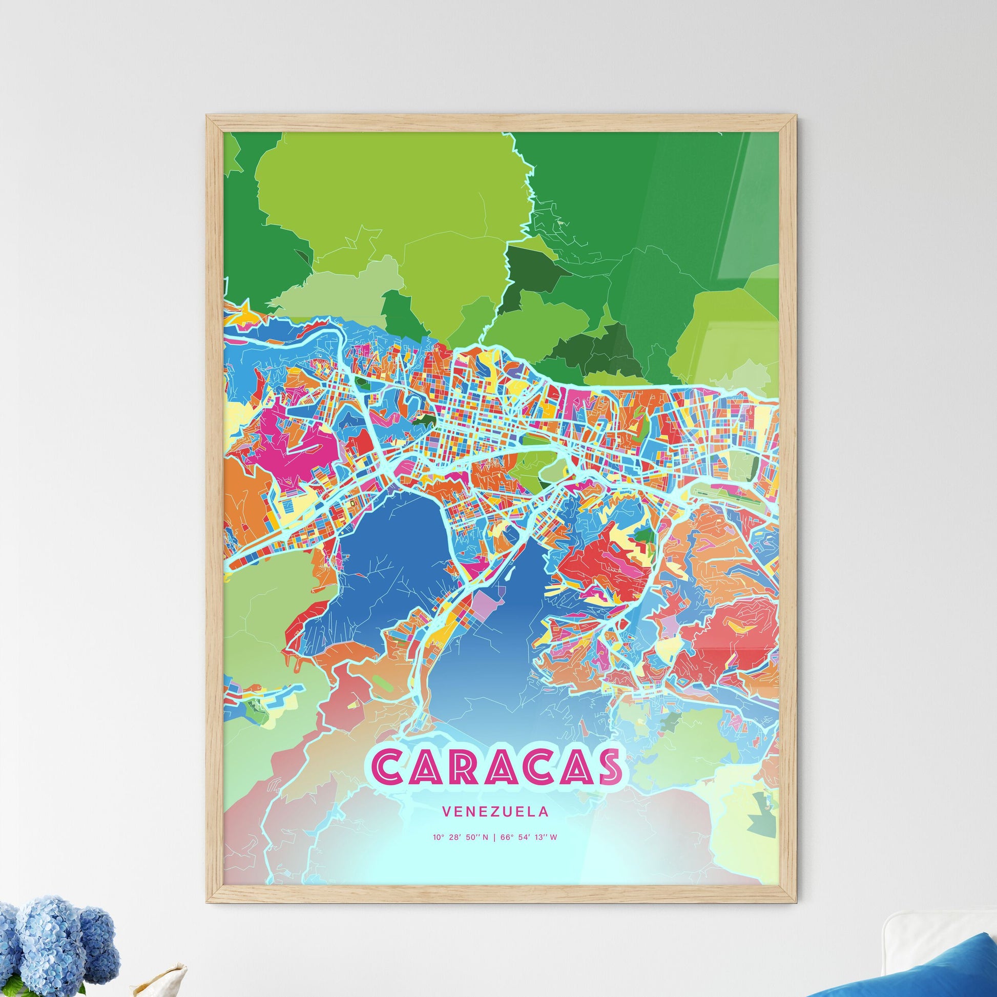 Colorful Caracas Venezuela Fine Art Map Crazy Colors