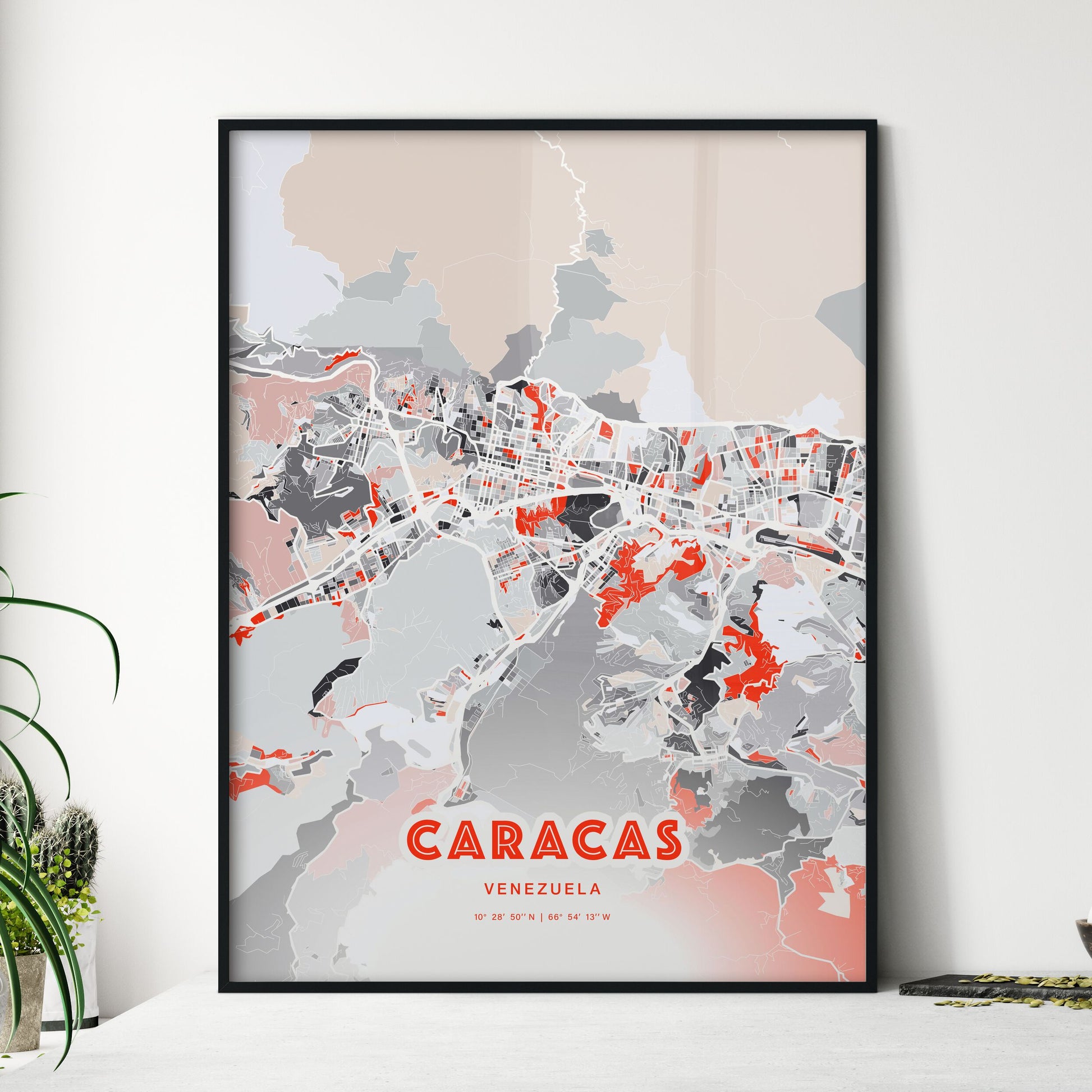 Colorful Caracas Venezuela Fine Art Map Modern Expressive