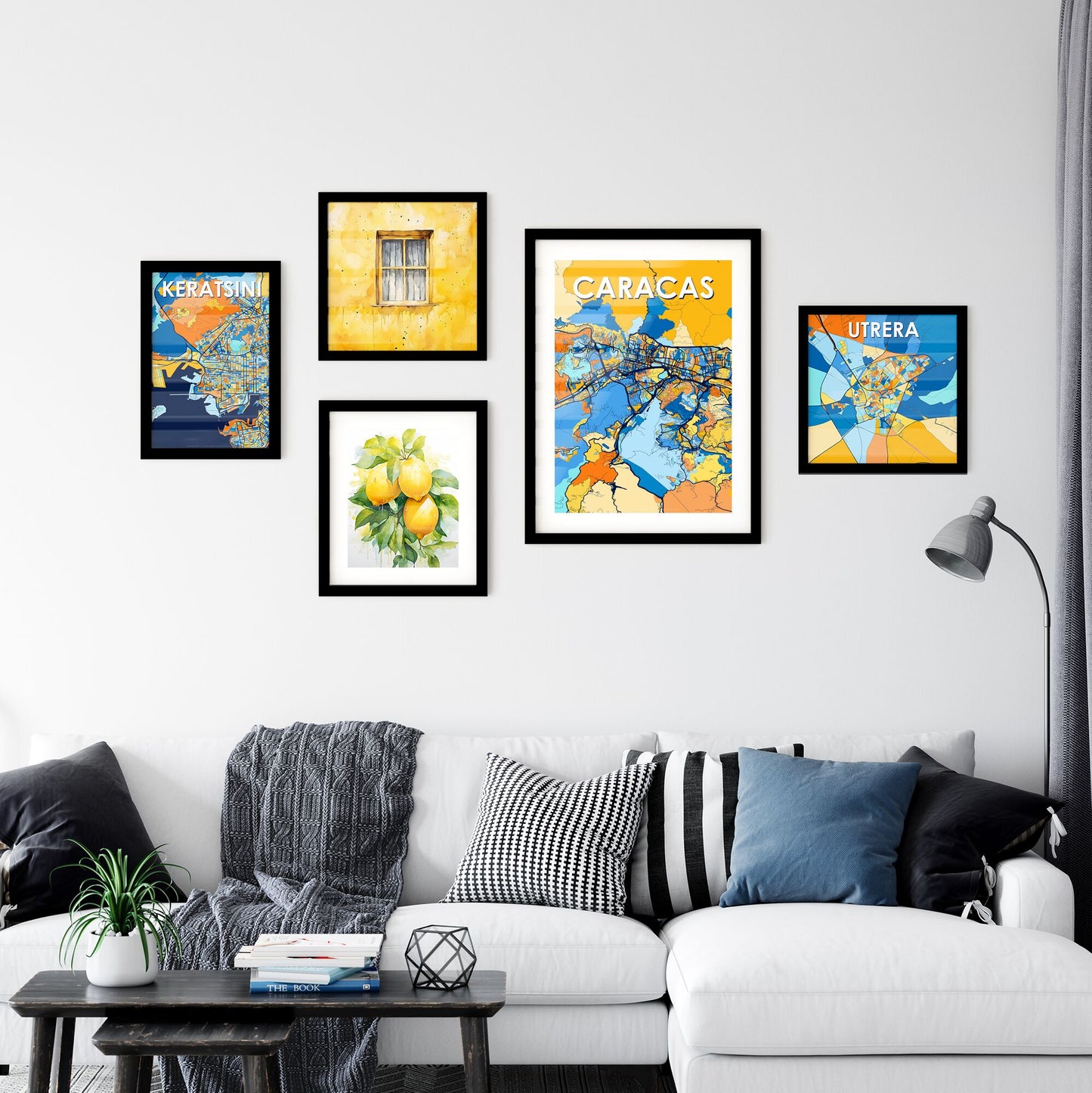 CARACAS VENEZUELA Vibrant Colorful Art Map Poster Blue Orange