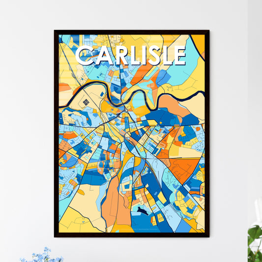 CARLISLE ENGLAND Vibrant Colorful Art Map Poster Blue Orange