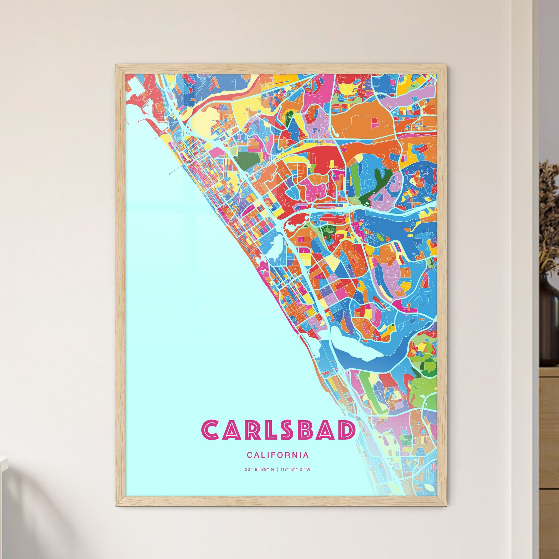 Colorful Carlsbad California Fine Art Map Crazy Colors