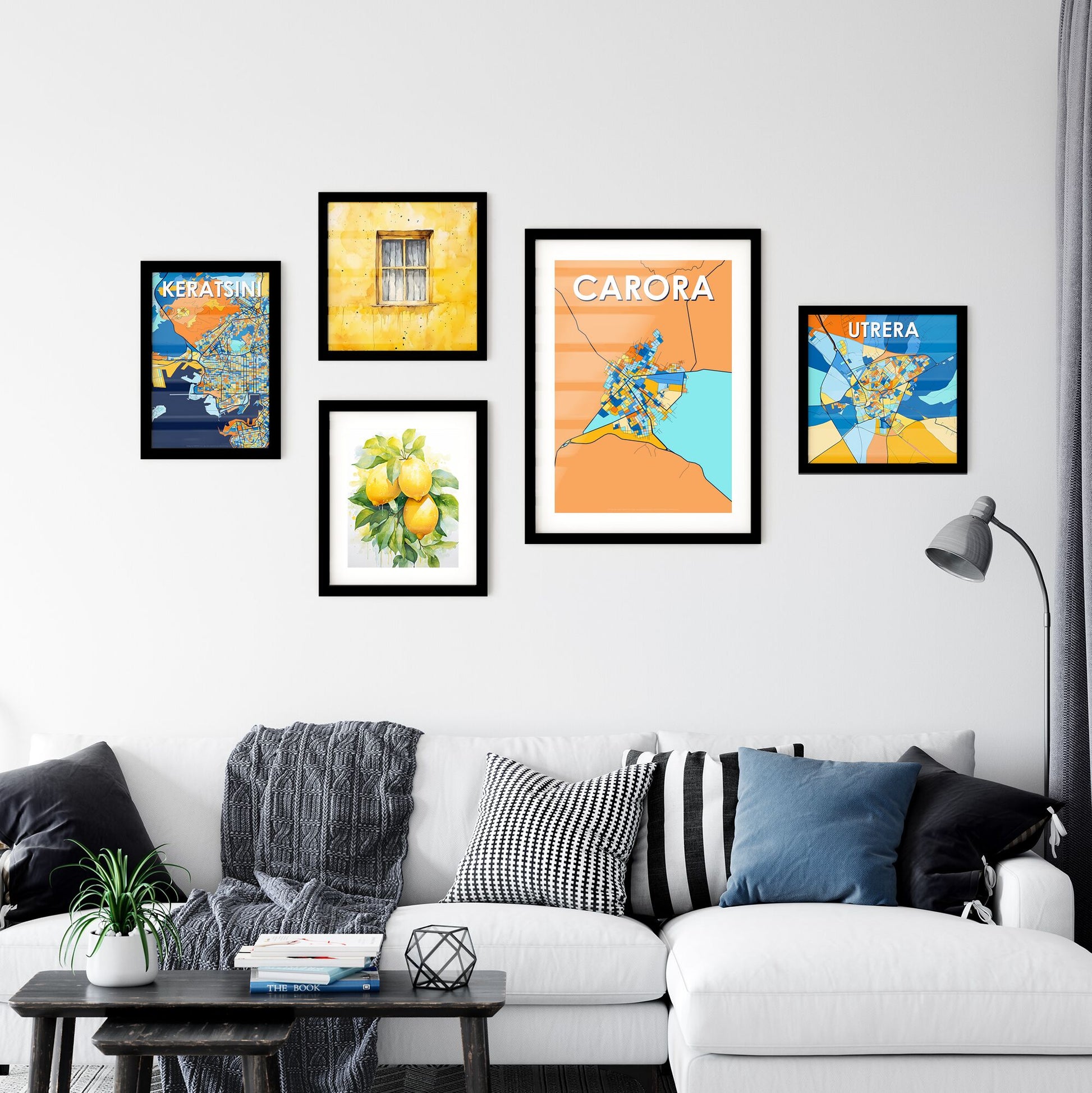 CARORA VENEZUELA Vibrant Colorful Art Map Poster Blue Orange