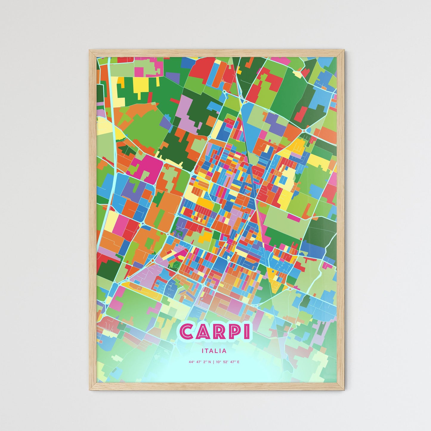 Colorful Carpi Italy Fine Art Map Crazy Colors