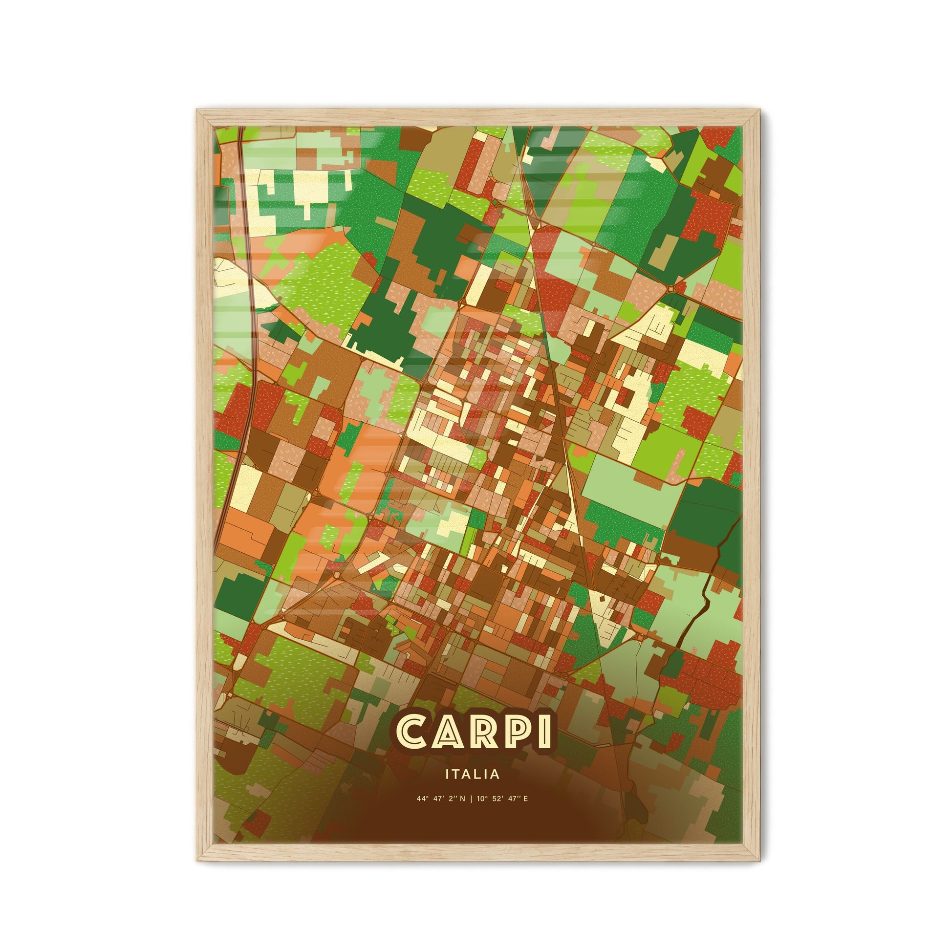 Colorful Carpi Italy Fine Art Map Farmhouse