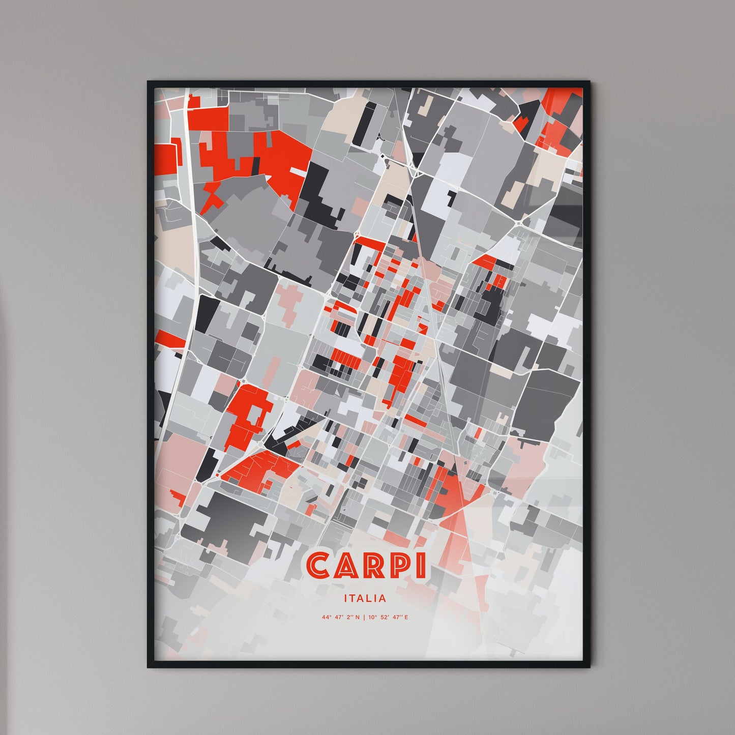 Colorful Carpi Italy Fine Art Map Modern Expressive