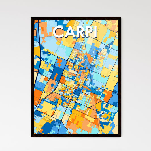 CARPI ITALY Vibrant Colorful Art Map Poster Blue Orange