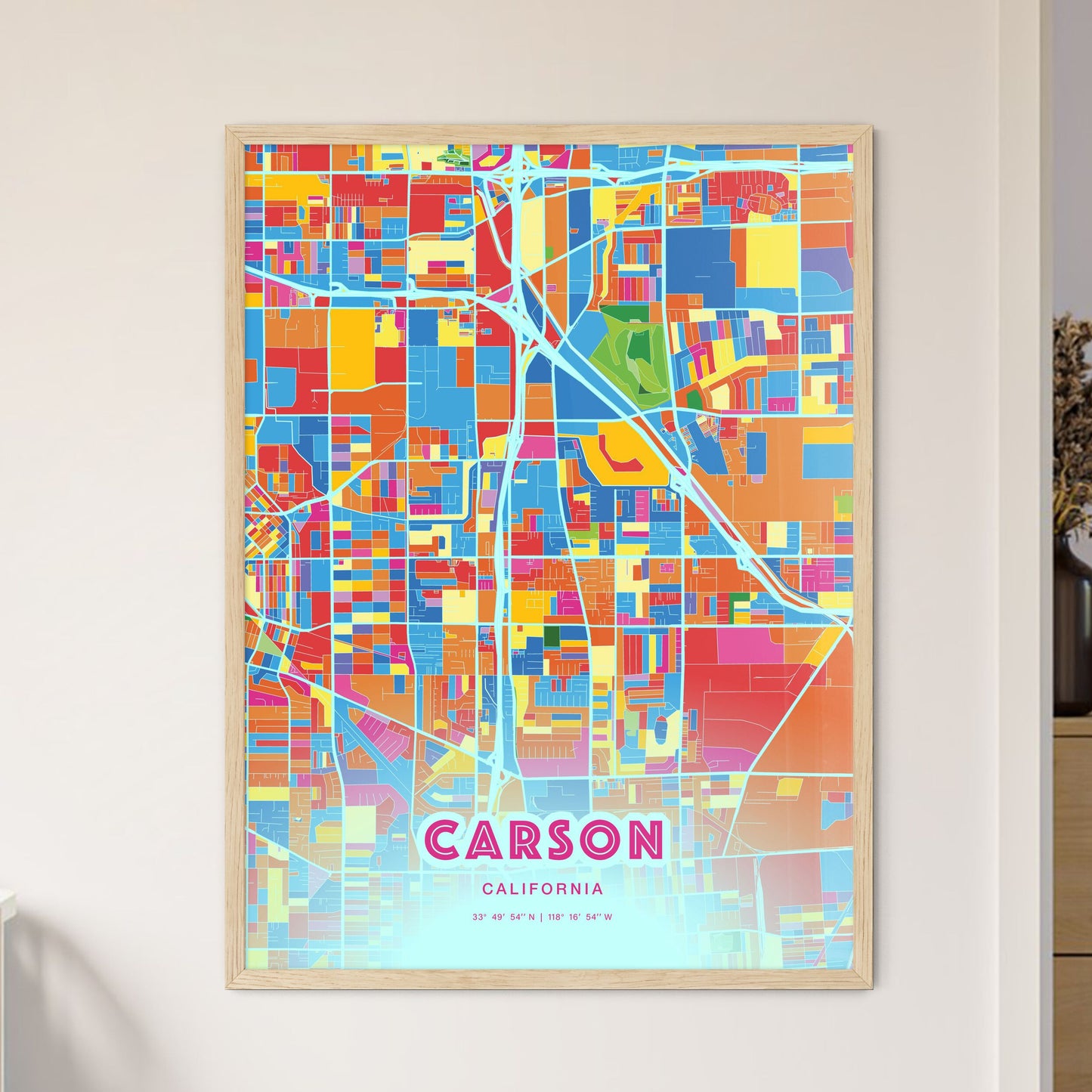 Colorful Carson California Fine Art Map Crazy Colors