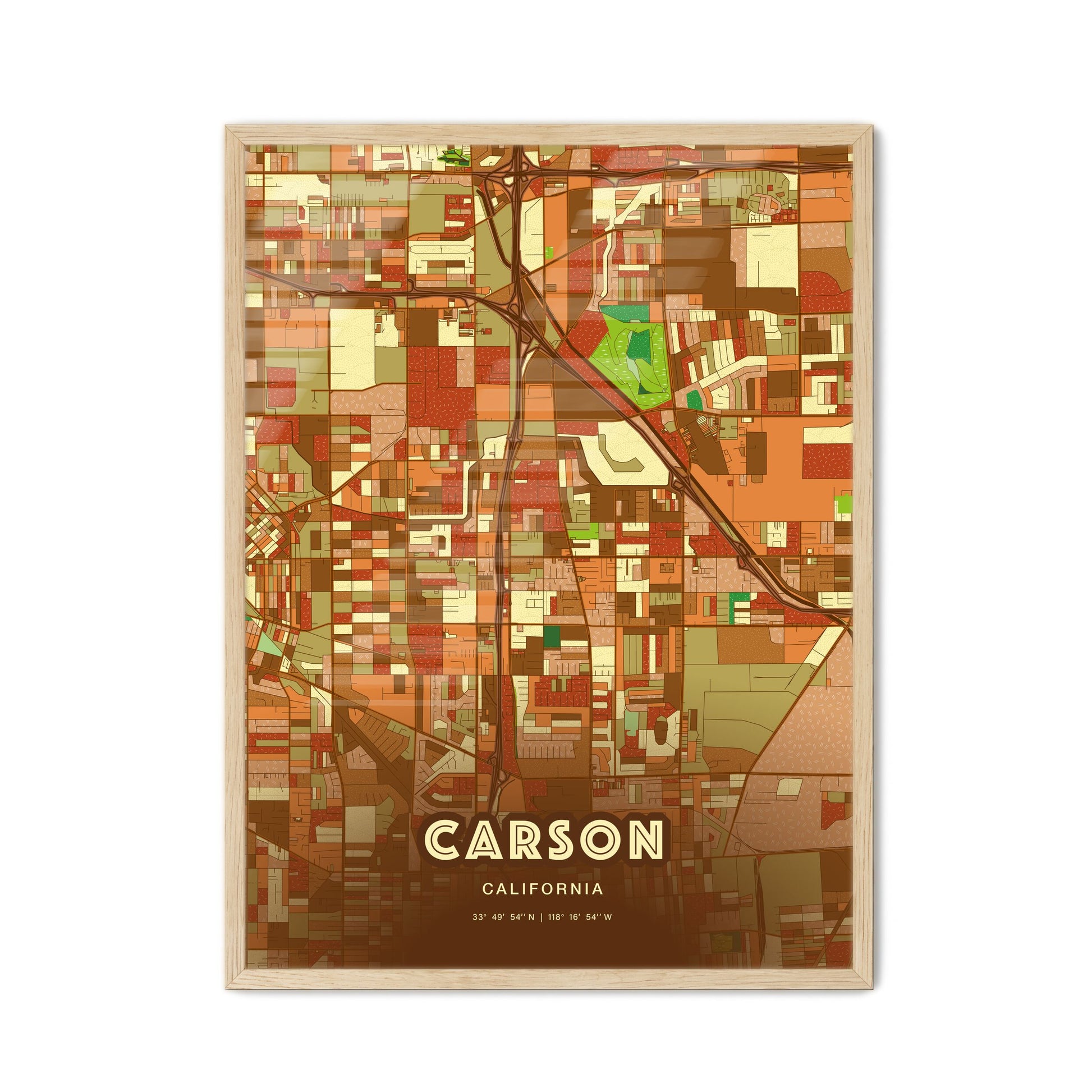 Colorful Carson California Fine Art Map Farmhouse