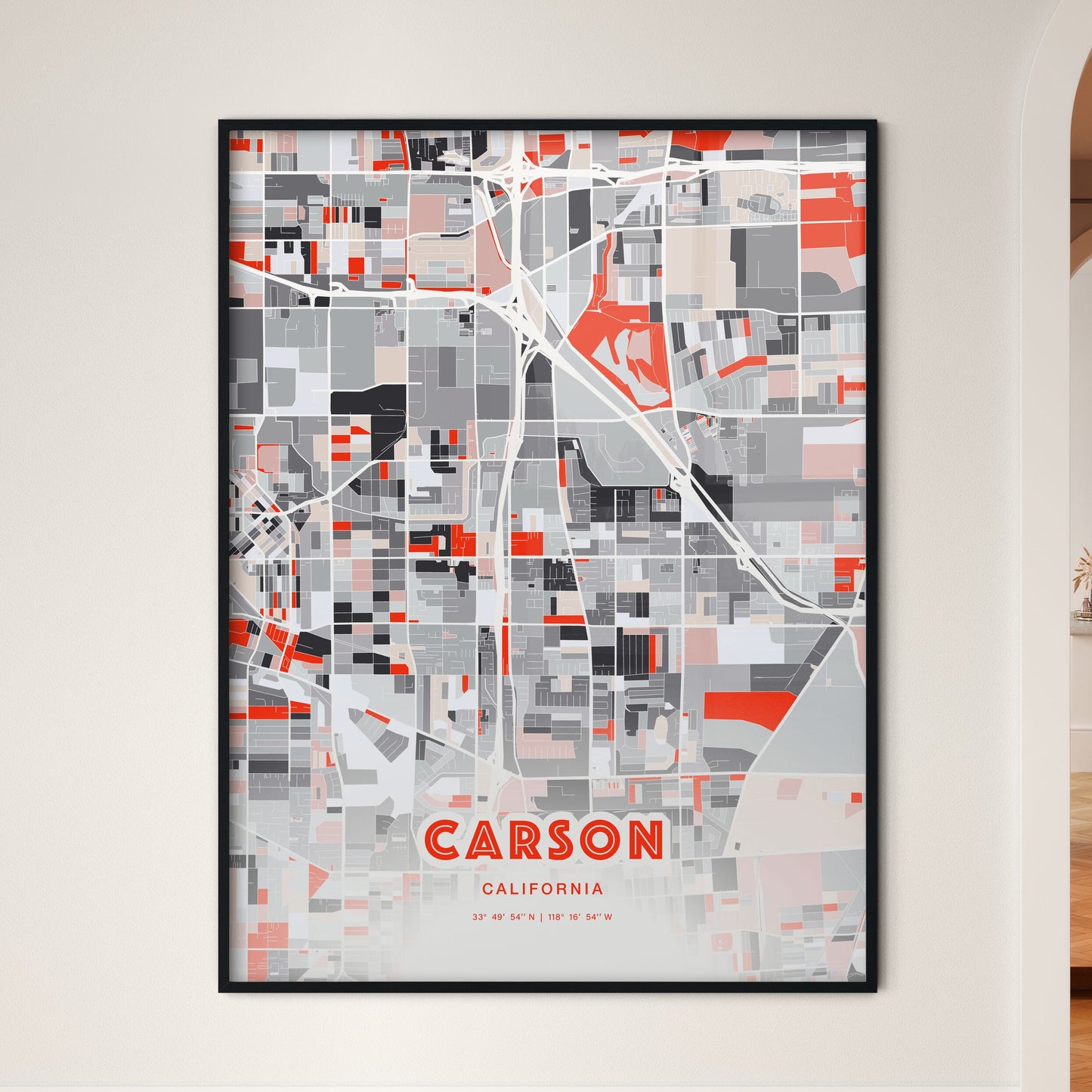 Colorful Carson California Fine Art Map Modern Expressive