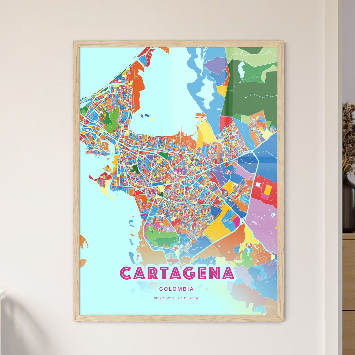 Colorful Cartagena Colombia Fine Art Map Crazy Colors