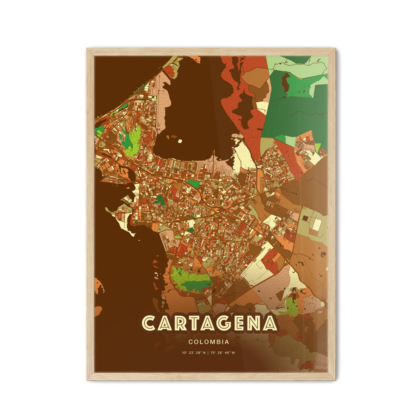 Colorful Cartagena Colombia Fine Art Map Farmhouse
