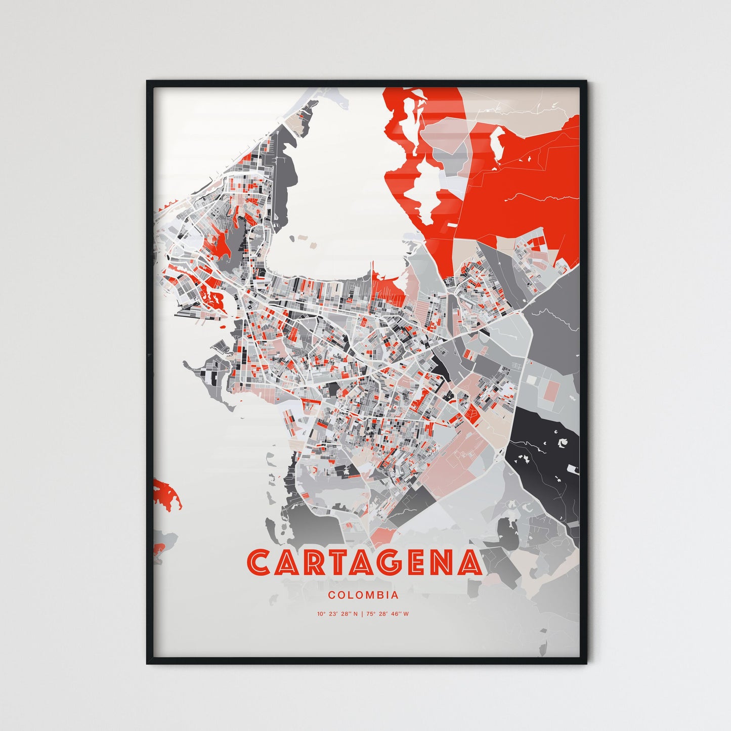 Colorful Cartagena Colombia Fine Art Map Modern Expressive