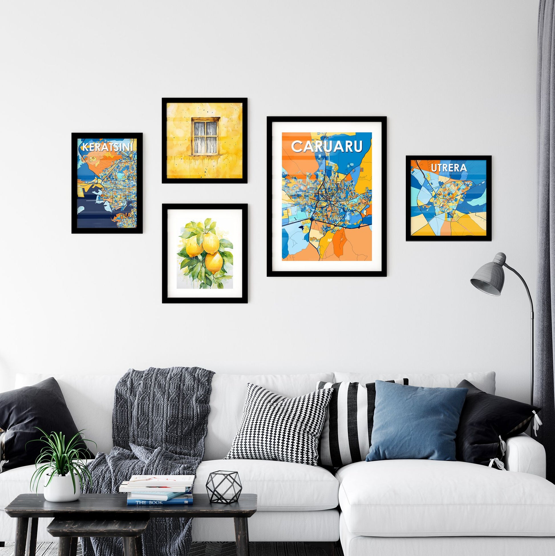 CARUARU BRAZIL Vibrant Colorful Art Map Poster Blue Orange