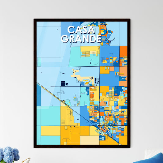 CASA GRANDE ARIZONA Vibrant Colorful Art Map Poster Blue Orange