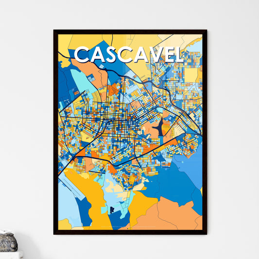 CASCAVEL BRAZIL Vibrant Colorful Art Map Poster Blue Orange