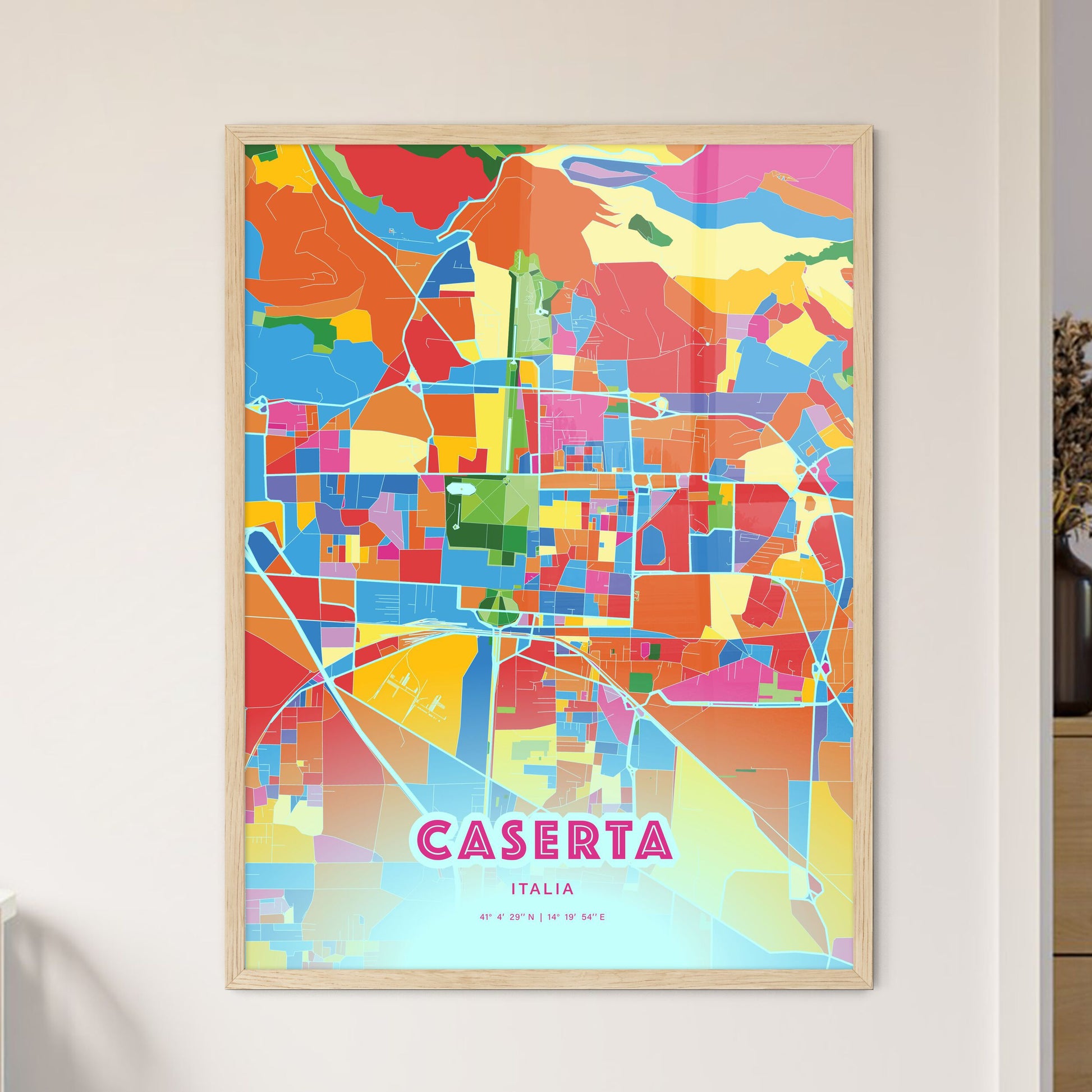 Colorful Caserta Italy Fine Art Map Crazy Colors