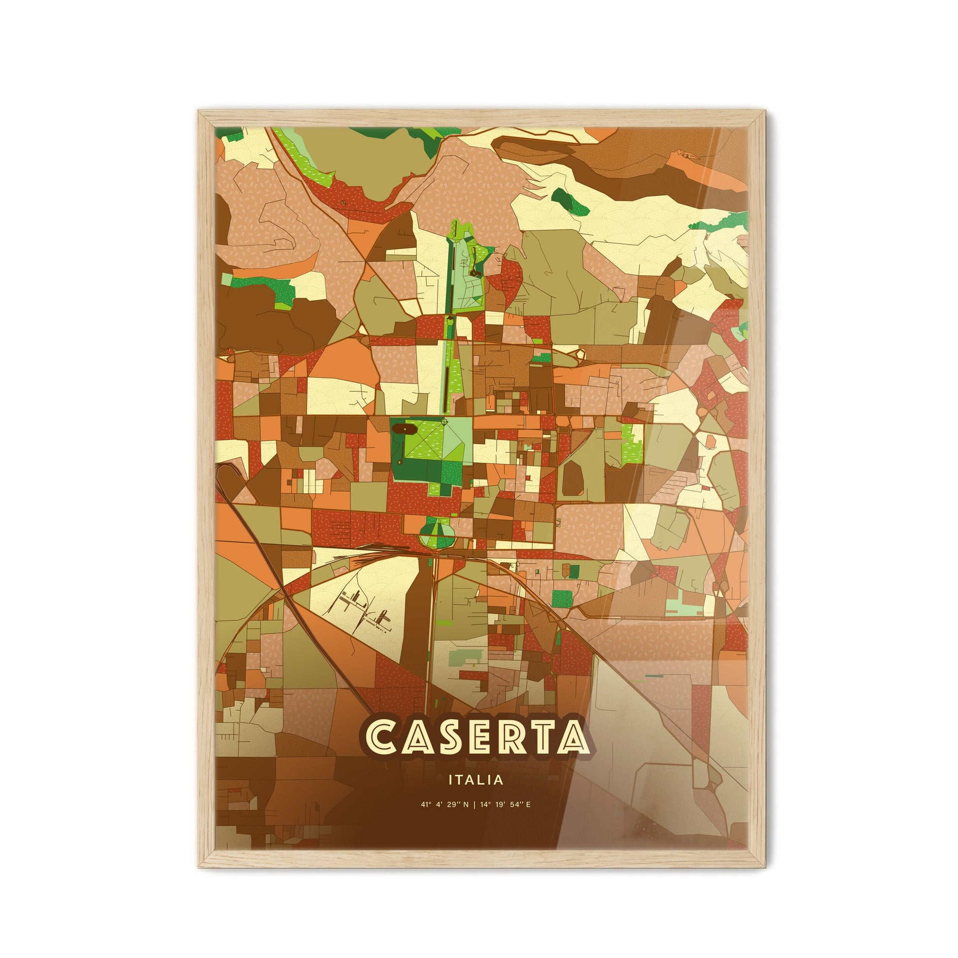 Colorful Caserta Italy Fine Art Map Farmhouse
