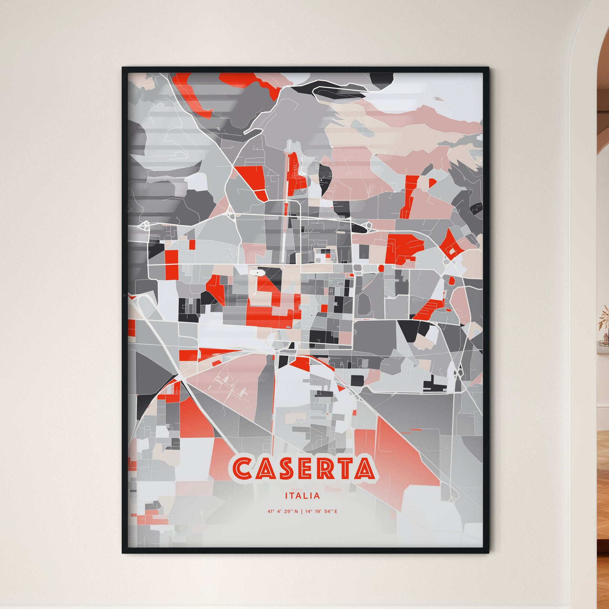 Colorful Caserta Italy Fine Art Map Modern Expressive