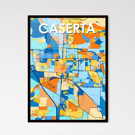 CASERTA ITALY Vibrant Colorful Art Map Poster Blue Orange