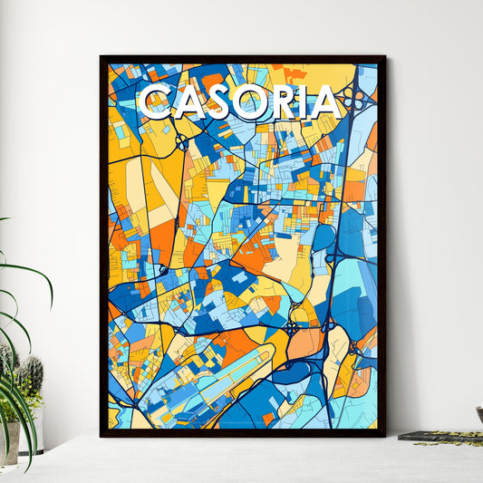 CASORIA ITALY Vibrant Colorful Art Map Poster Blue Orange