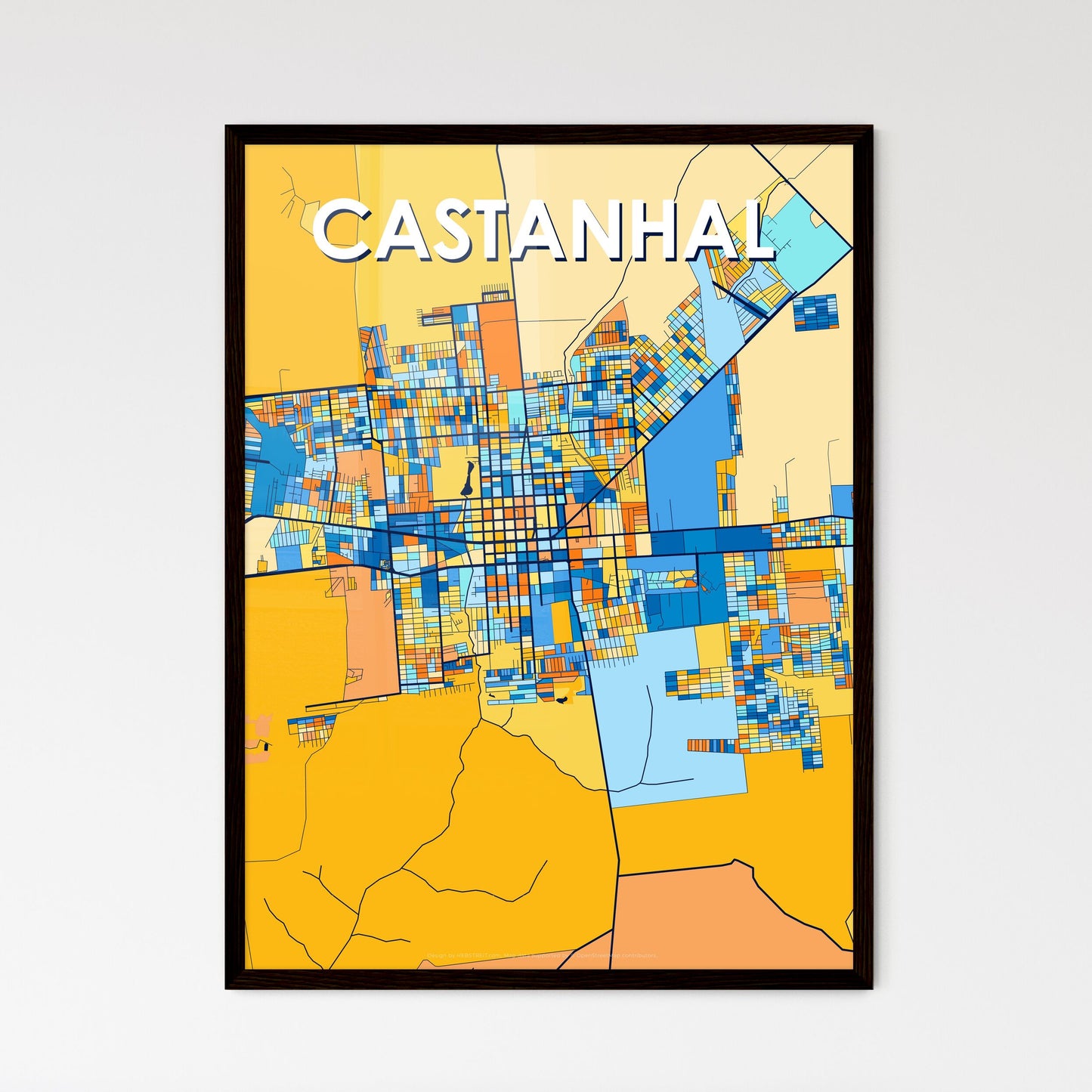 CASTANHAL BRAZIL Vibrant Colorful Art Map Poster Blue Orange