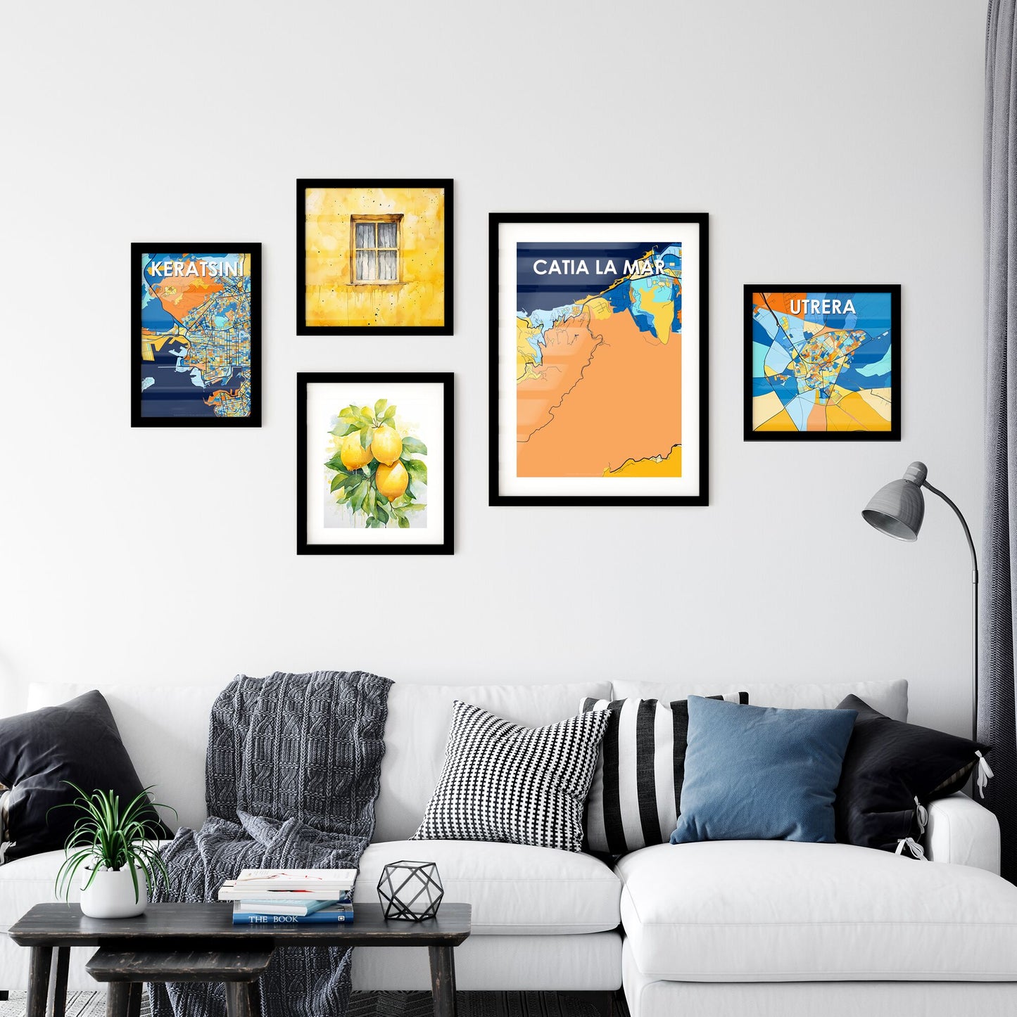 CATIA LA MAR VENEZUELA Vibrant Colorful Art Map Poster Blue Orange