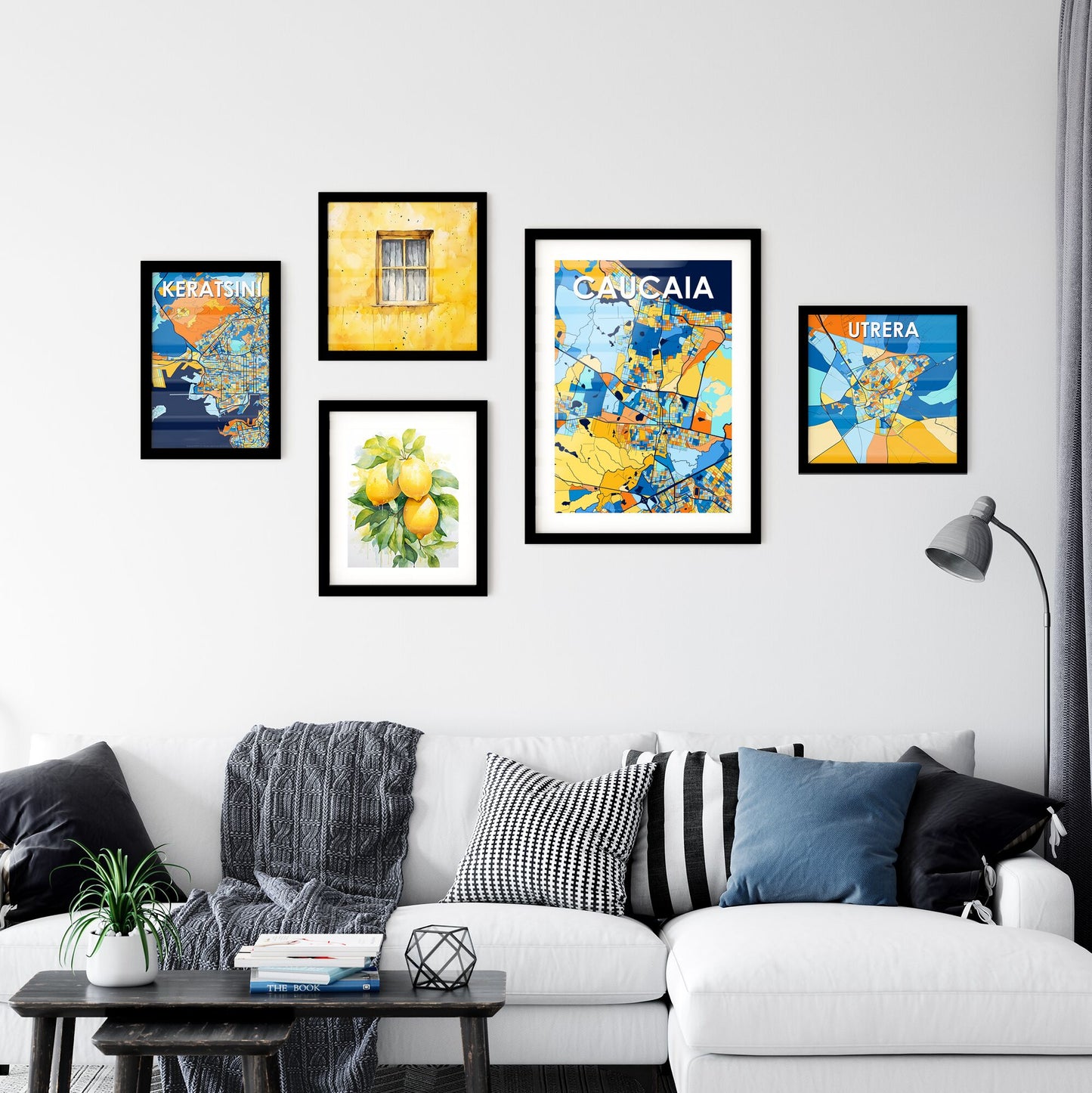 CAUCAIA BRAZIL Vibrant Colorful Art Map Poster Blue Orange