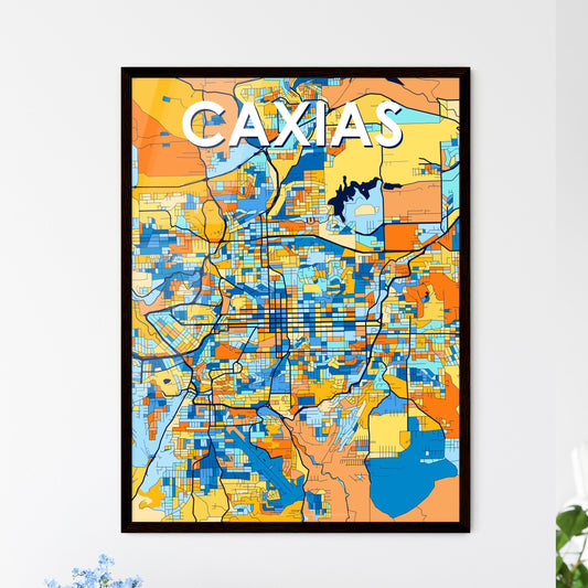 CAXIAS BRAZIL Vibrant Colorful Art Map Poster Blue Orange