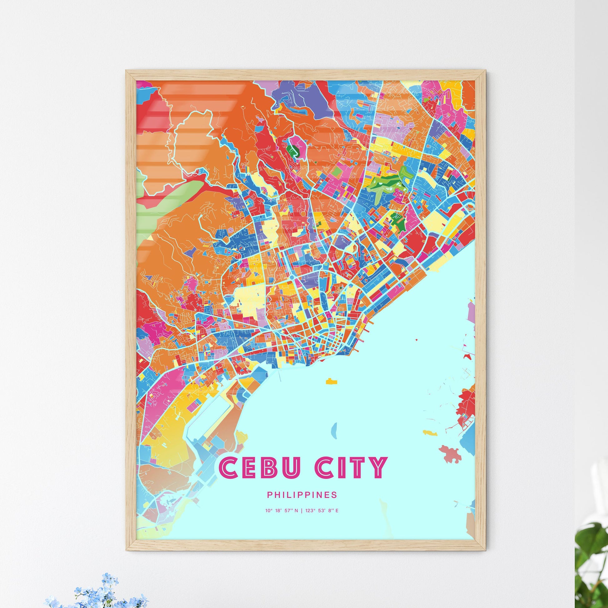 Colorful Cebu City Philippines Fine Art Map Crazy Colors