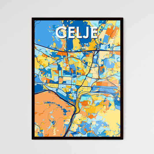 CELJE SLOVENIA Vibrant Colorful Art Map Poster Blue Orange