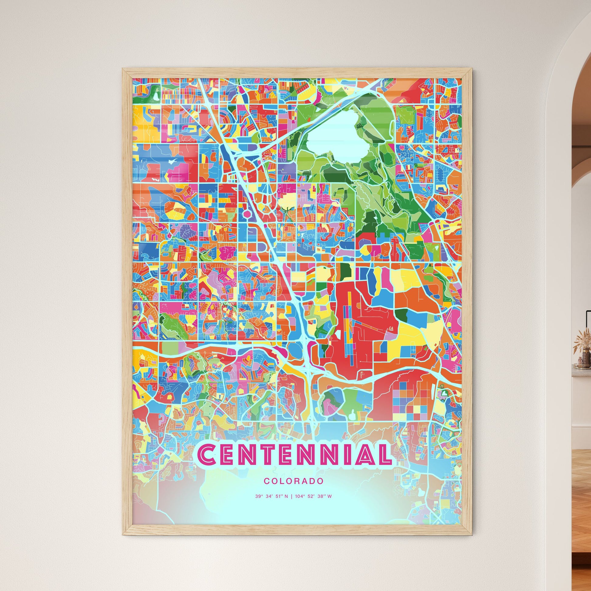 Colorful Centennial Colorado Fine Art Map Crazy Colors