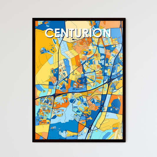 CENTURION SOUTH AFRICA Vibrant Colorful Art Map Poster Blue Orange