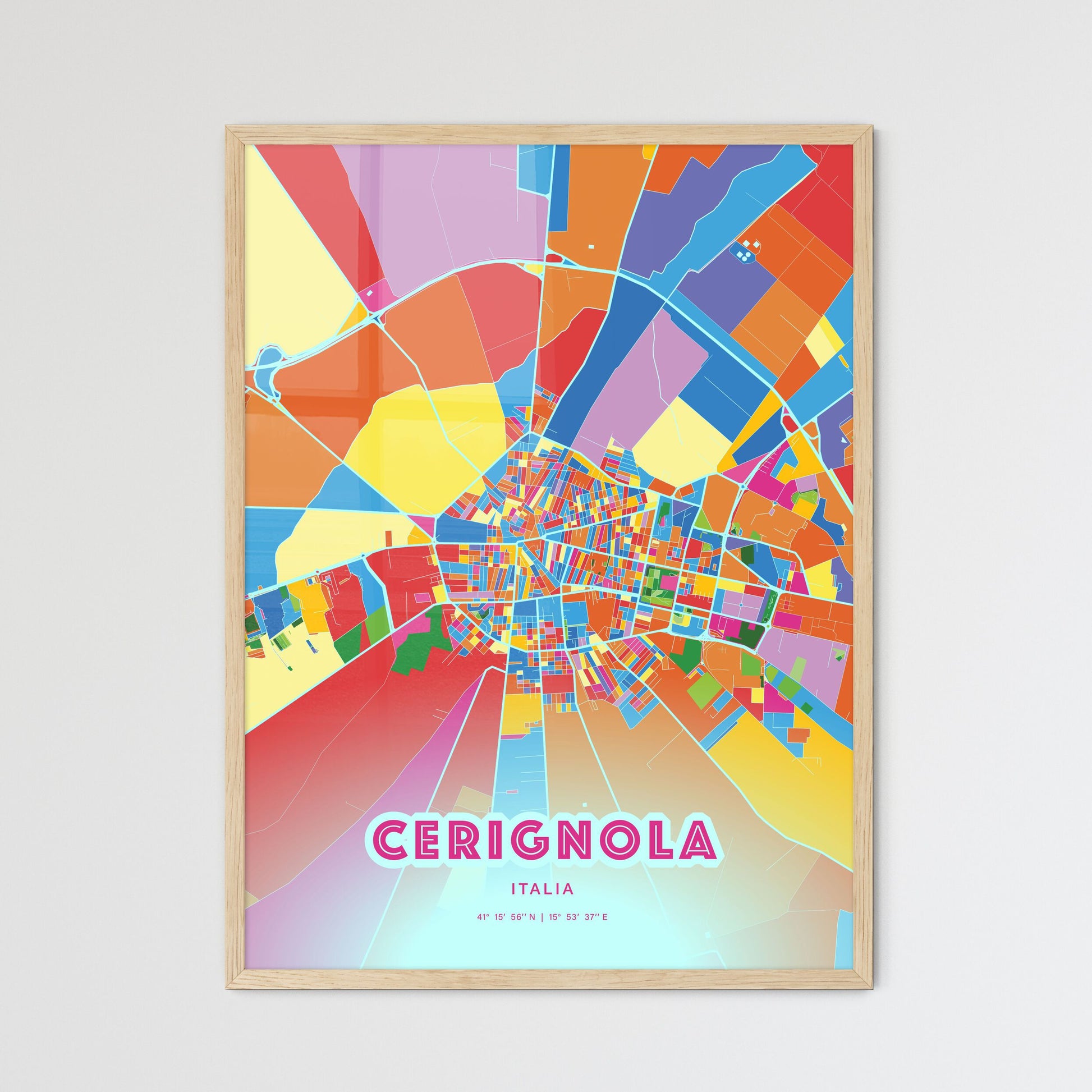 Colorful Cerignola Italy Fine Art Map Crazy Colors