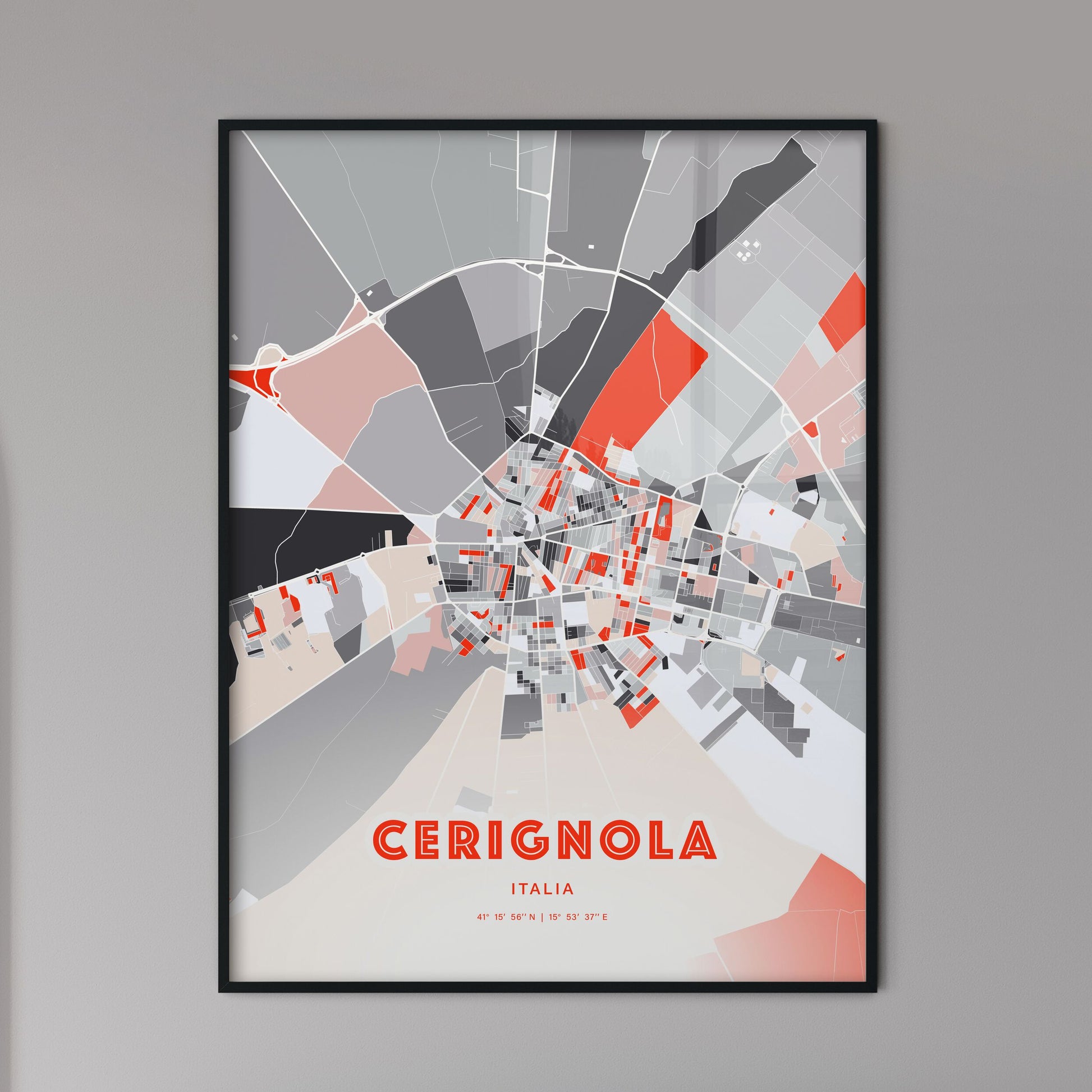 Colorful Cerignola Italy Fine Art Map Modern Expressive