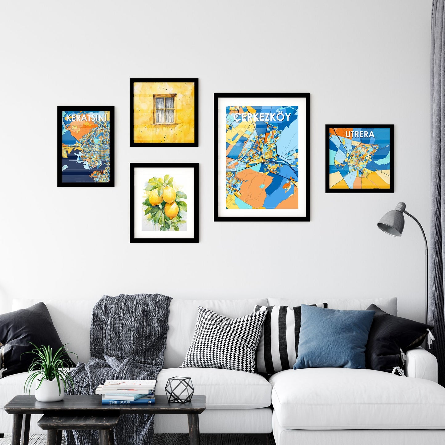 ÇERKEZKÖY TURKEY Vibrant Colorful Art Map Poster Blue Orange