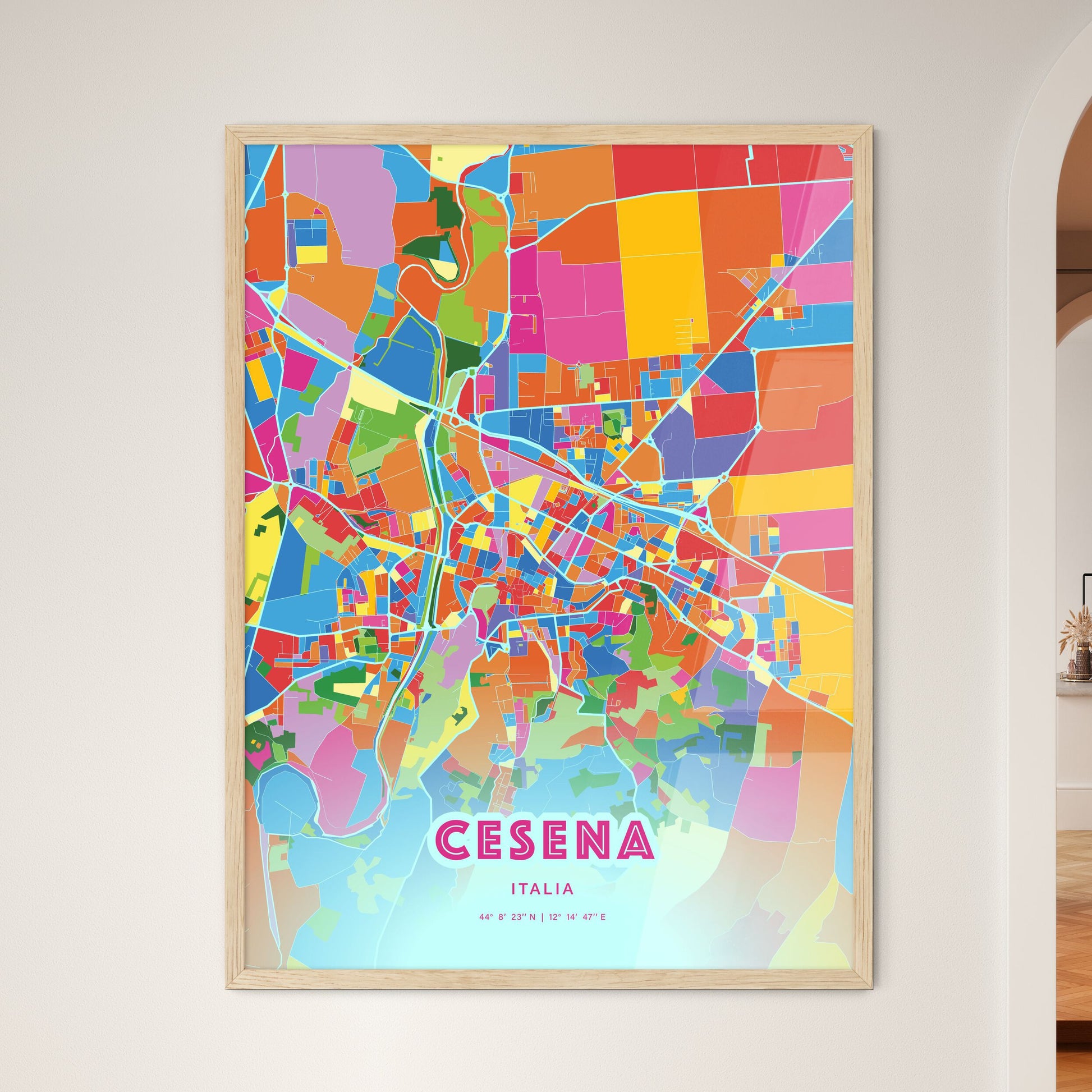 Colorful Cesena Italy Fine Art Map Crazy Colors