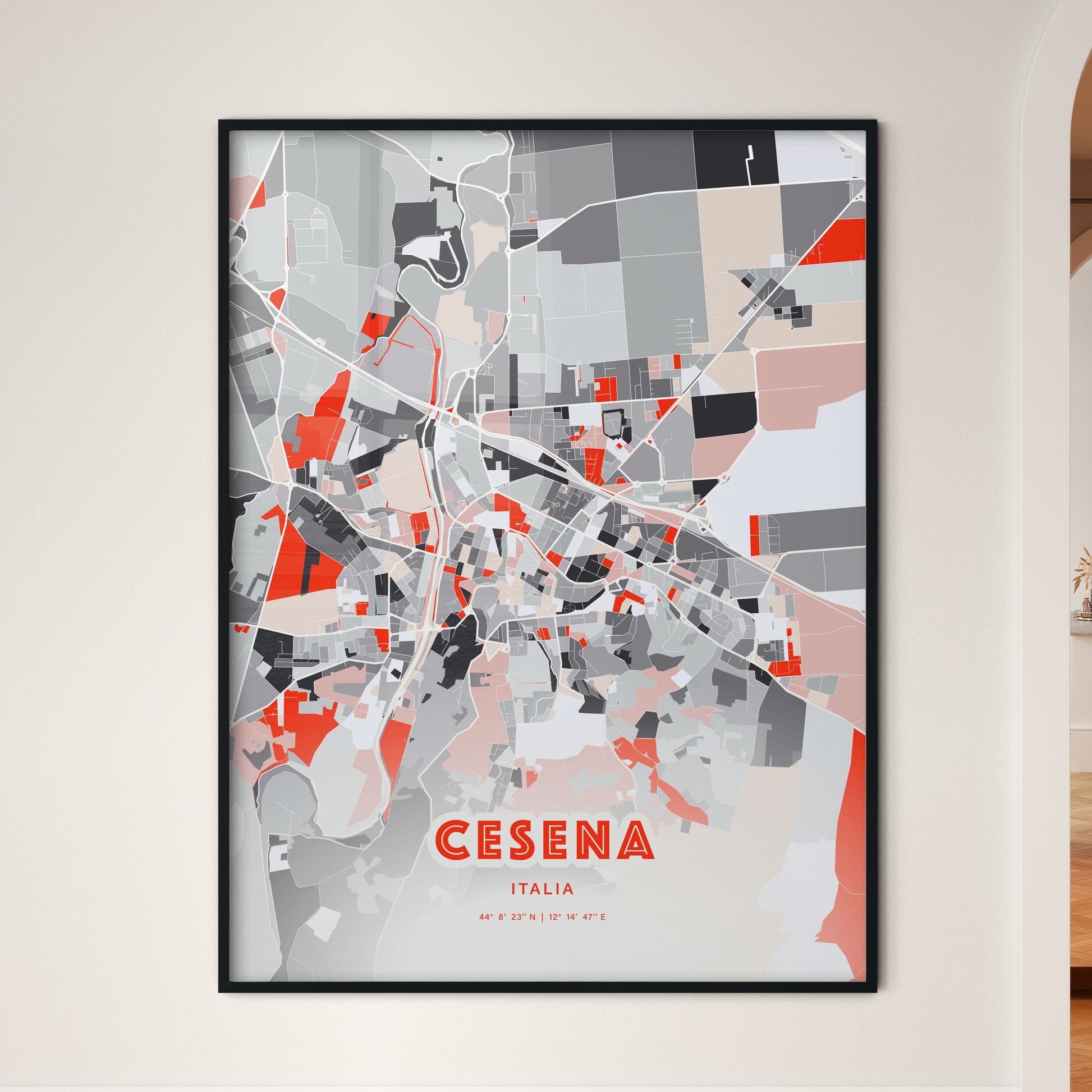 Colorful Cesena Italy Fine Art Map Modern Expressive
