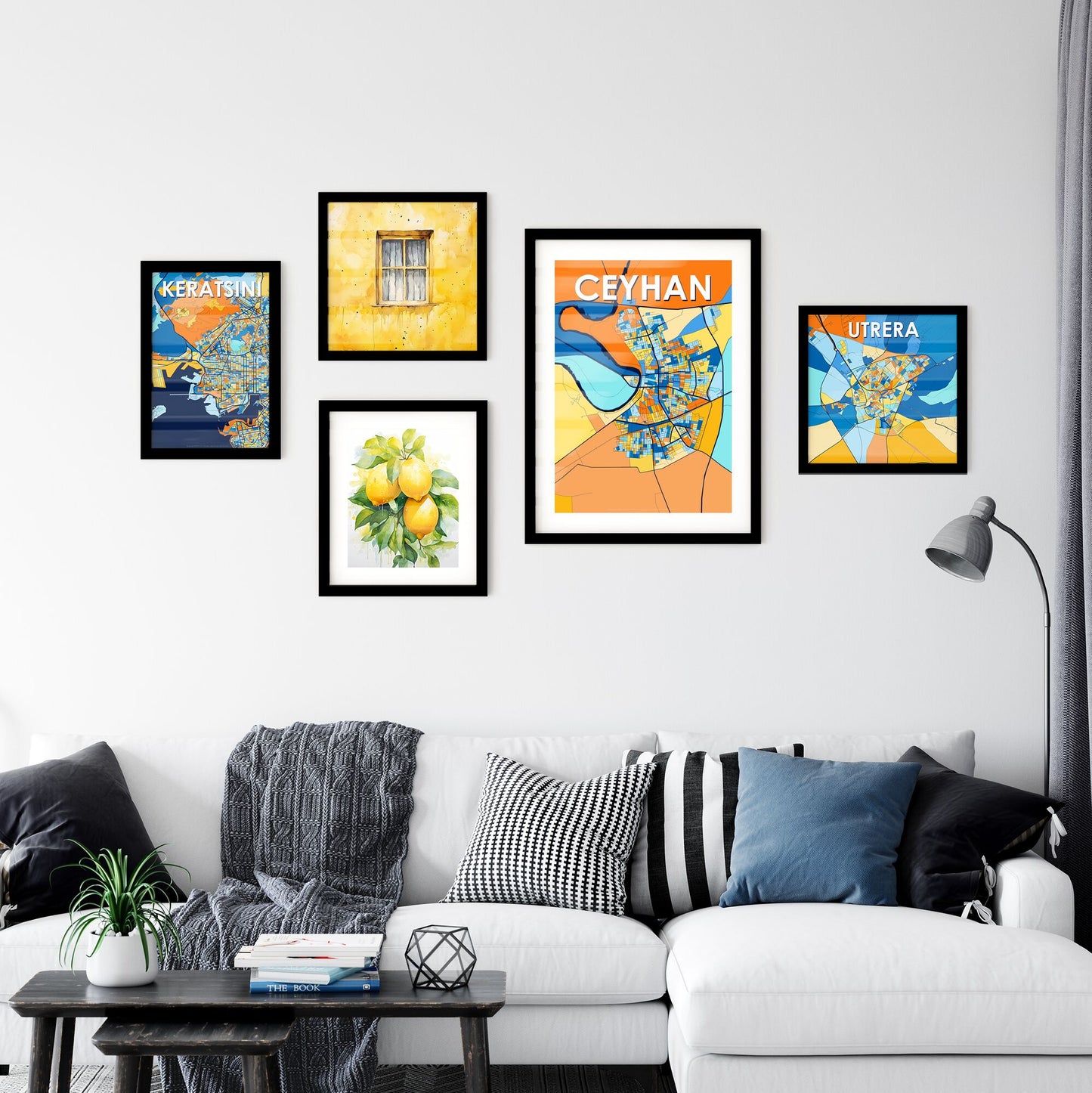 CEYHAN TURKEY Vibrant Colorful Art Map Poster Blue Orange