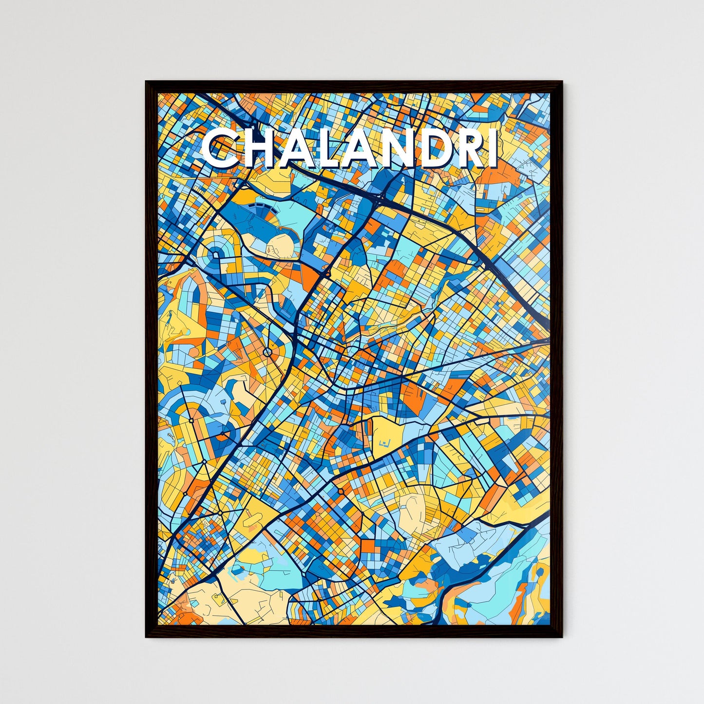 CHALANDRI GREECE Vibrant Colorful Art Map Poster Blue Orange